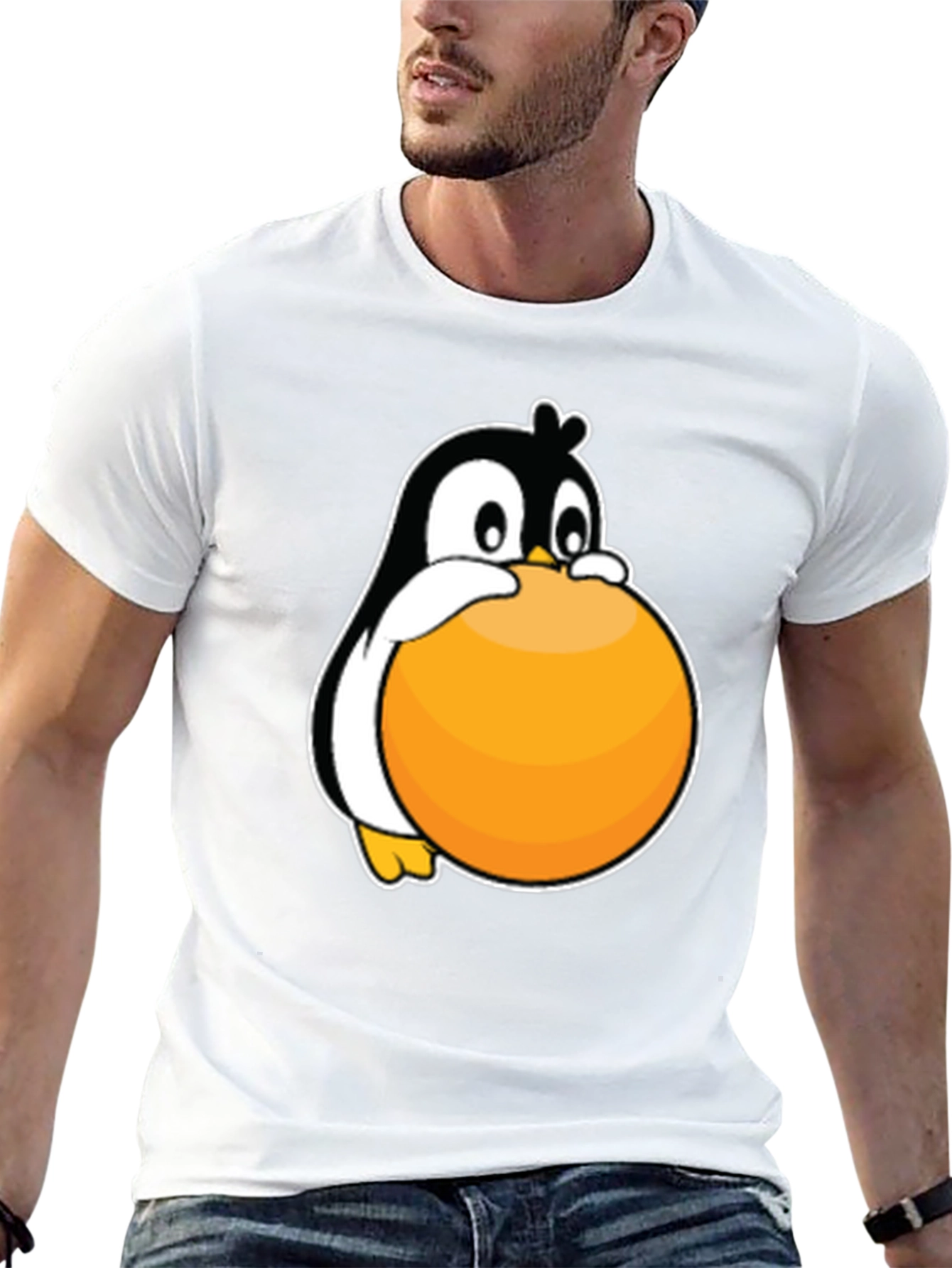 Penguin Hugging Ball Graphic Tee