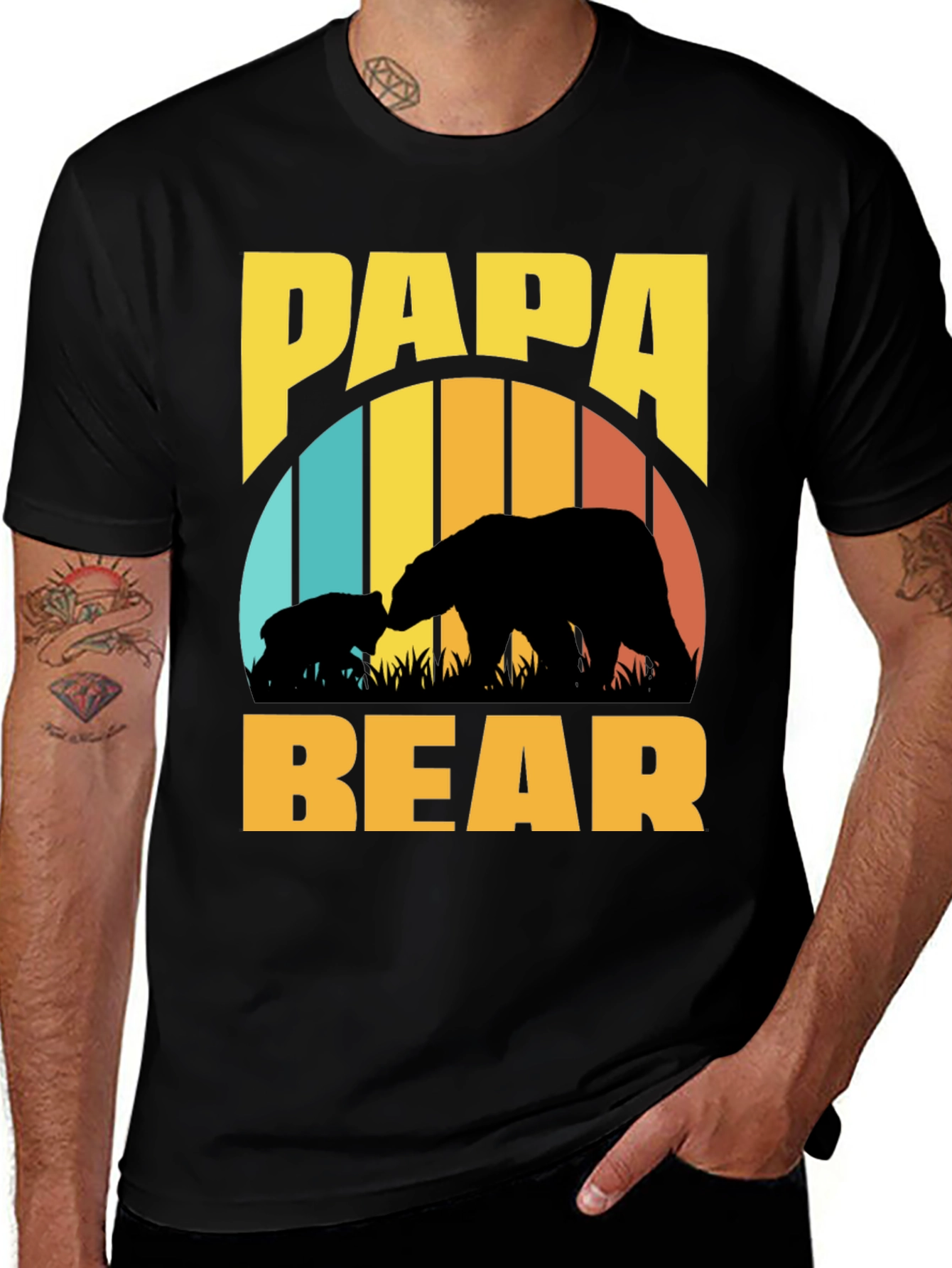 Papa Bear T-Shirt - Retro Fathers Day Tee