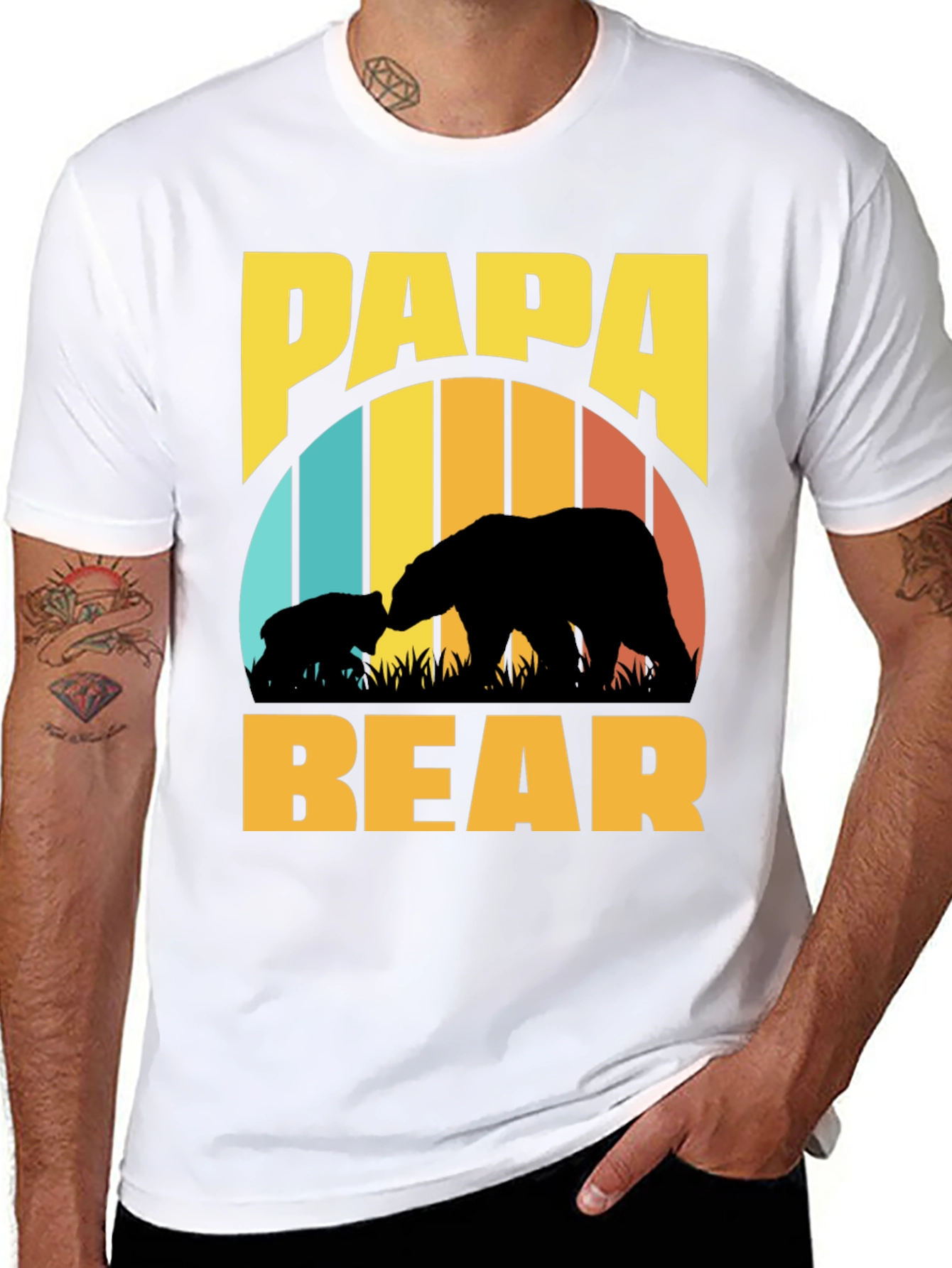 Papa Bear T-Shirt - Retro Fathers Day Tee