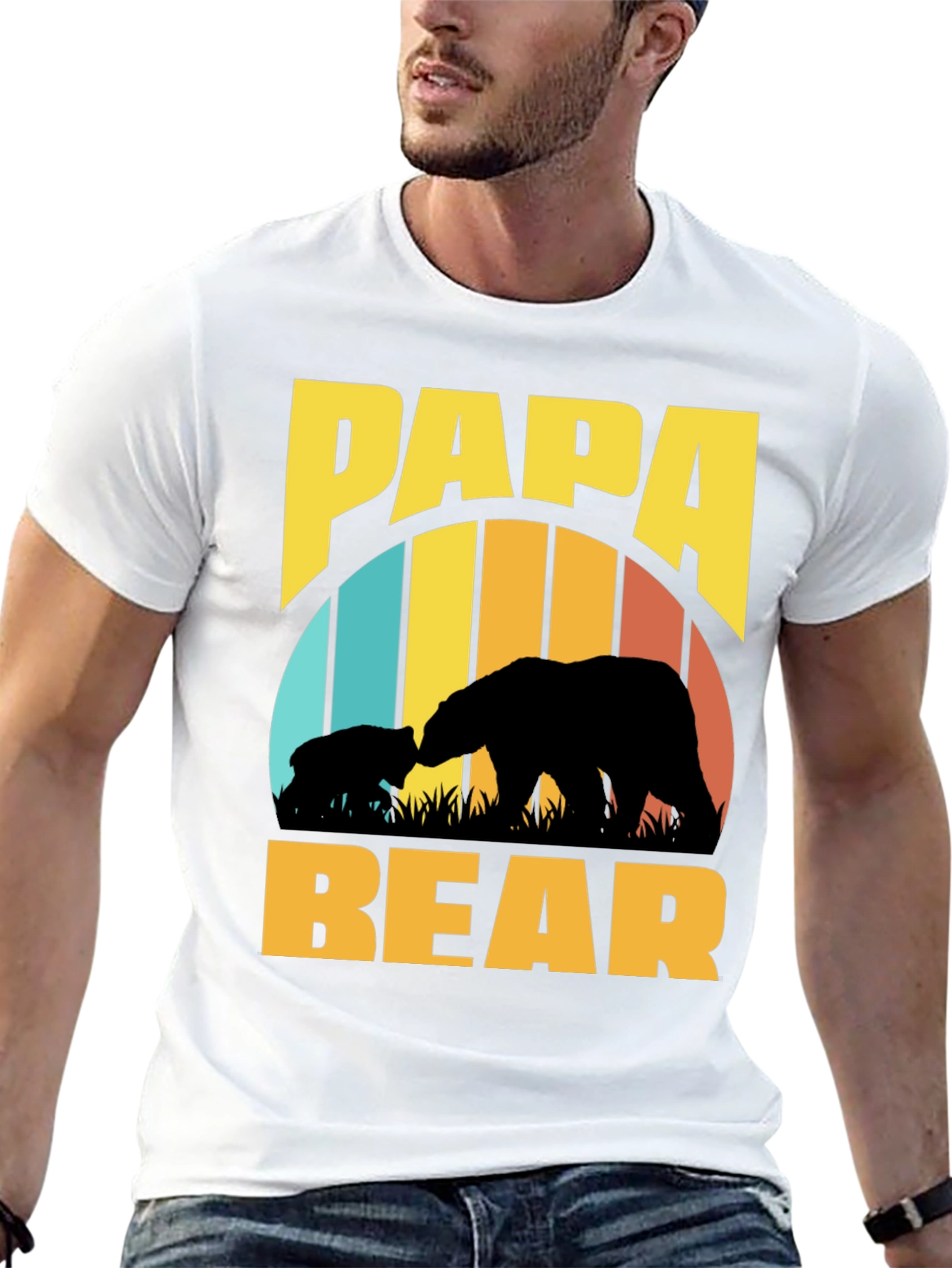Papa Bear T-Shirt - Retro Fathers Day Tee