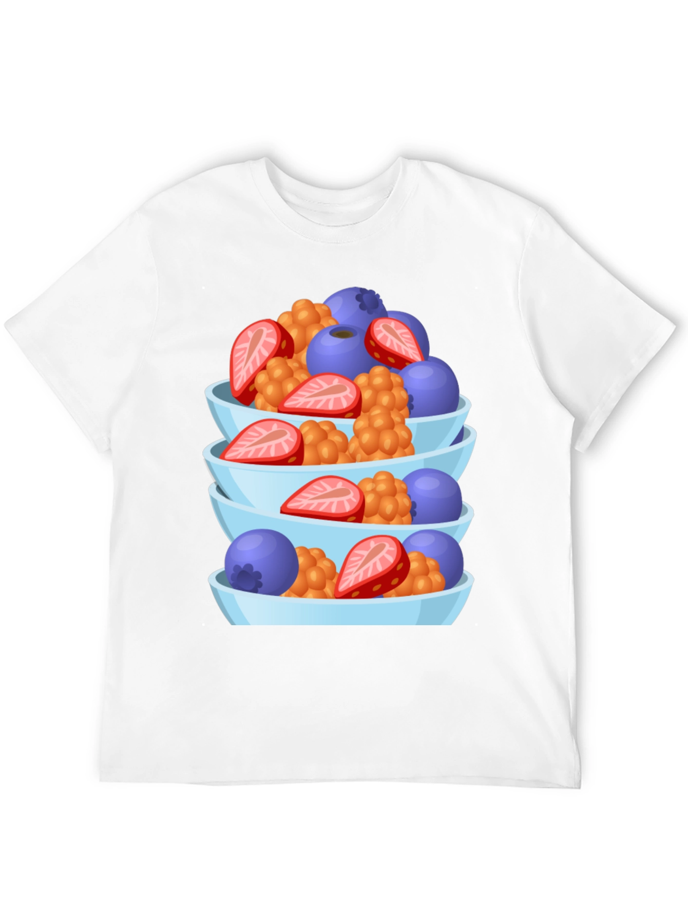 Fruit Bowl Stack Graphic Tee - Casual Black T-Shirt