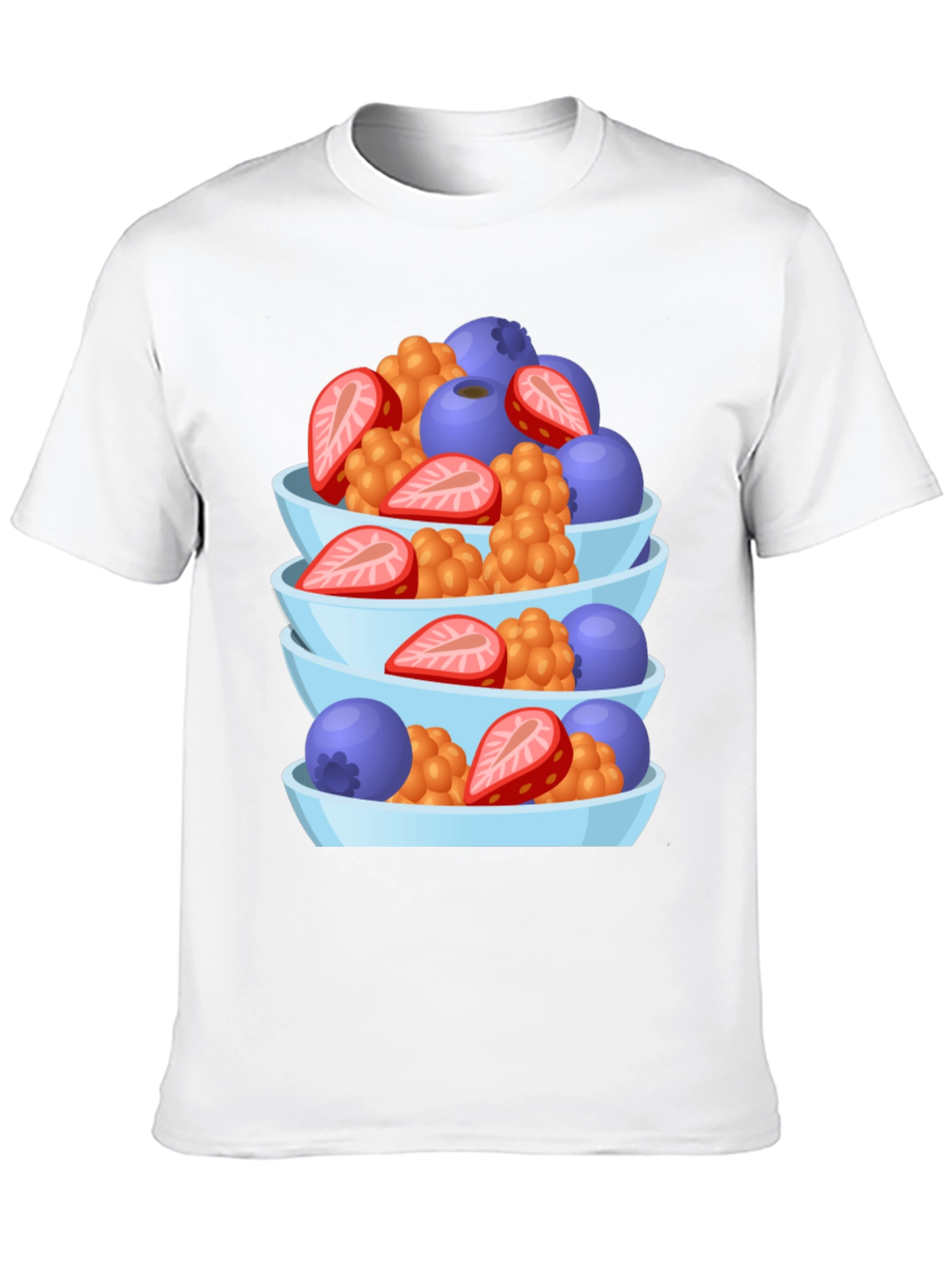 Fruit Bowl Stack Graphic Tee - Casual Black T-Shirt