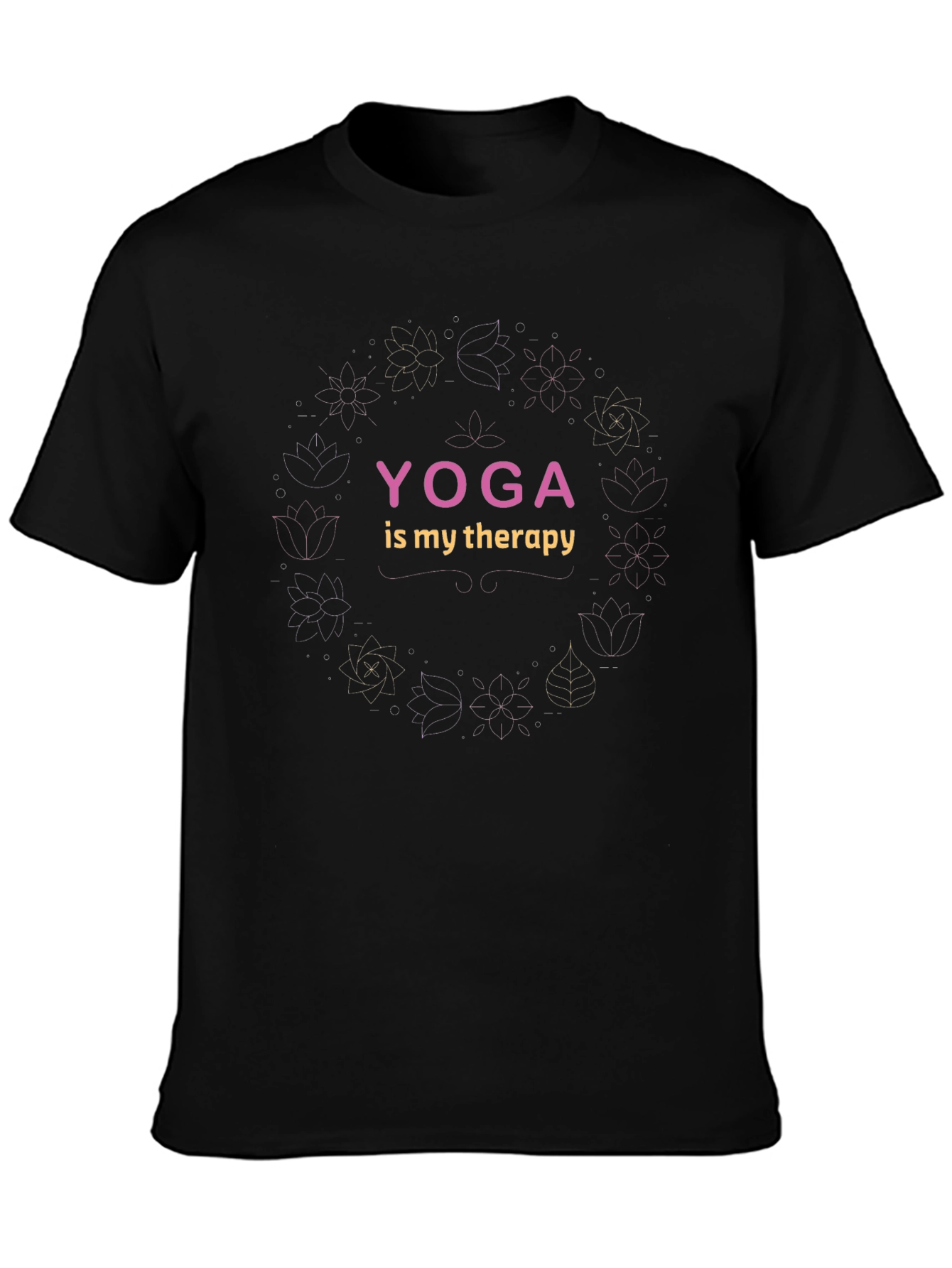 Yoga Is My Therapy Tee - Black Graphic T-Shirt