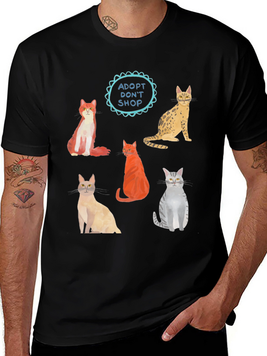 Adopt Dont Shop Cat Graphic T-Shirt