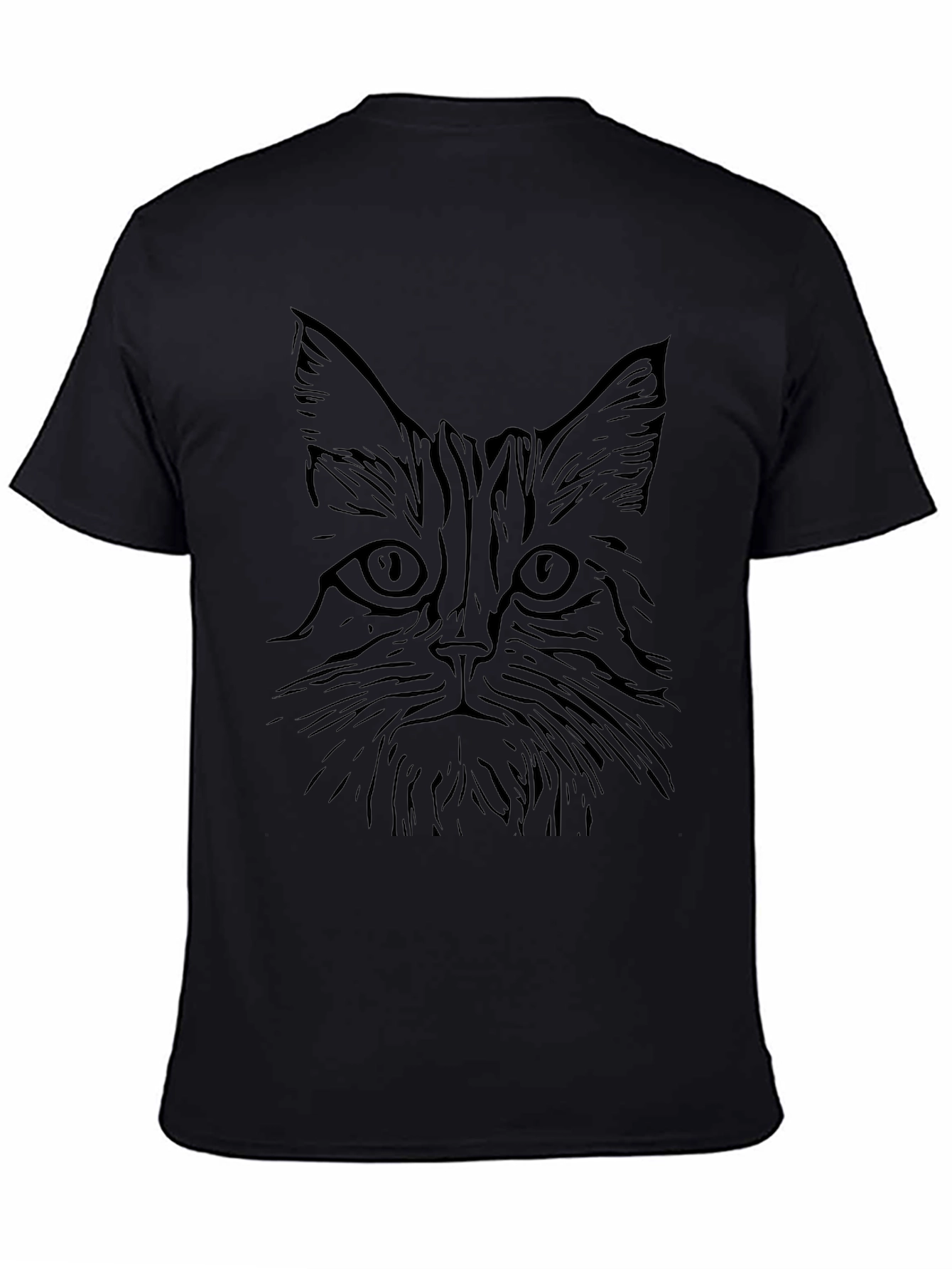 Black Cat Face Graphic T-Shirt