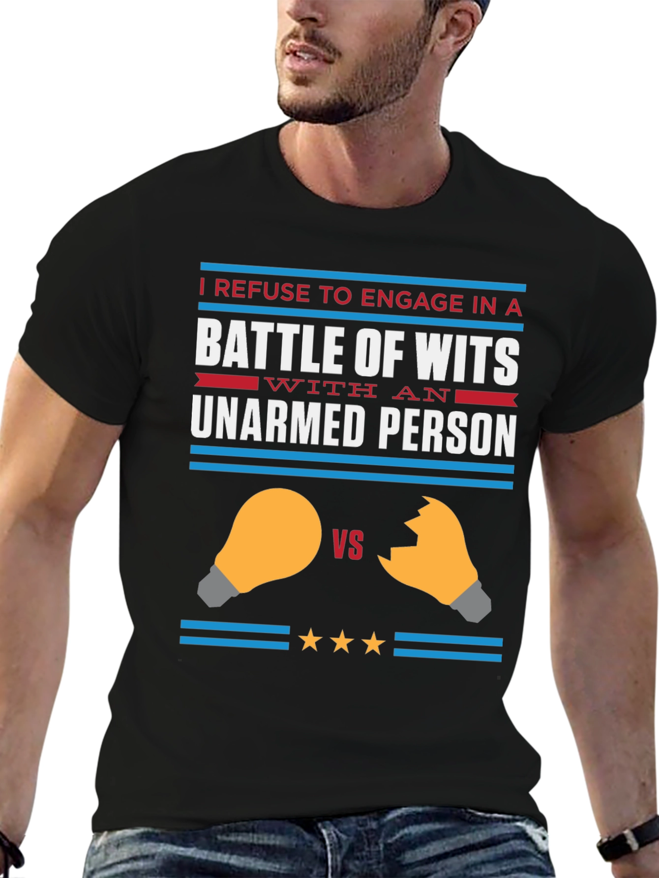 Humorous Battle of Wits Graphic Tee