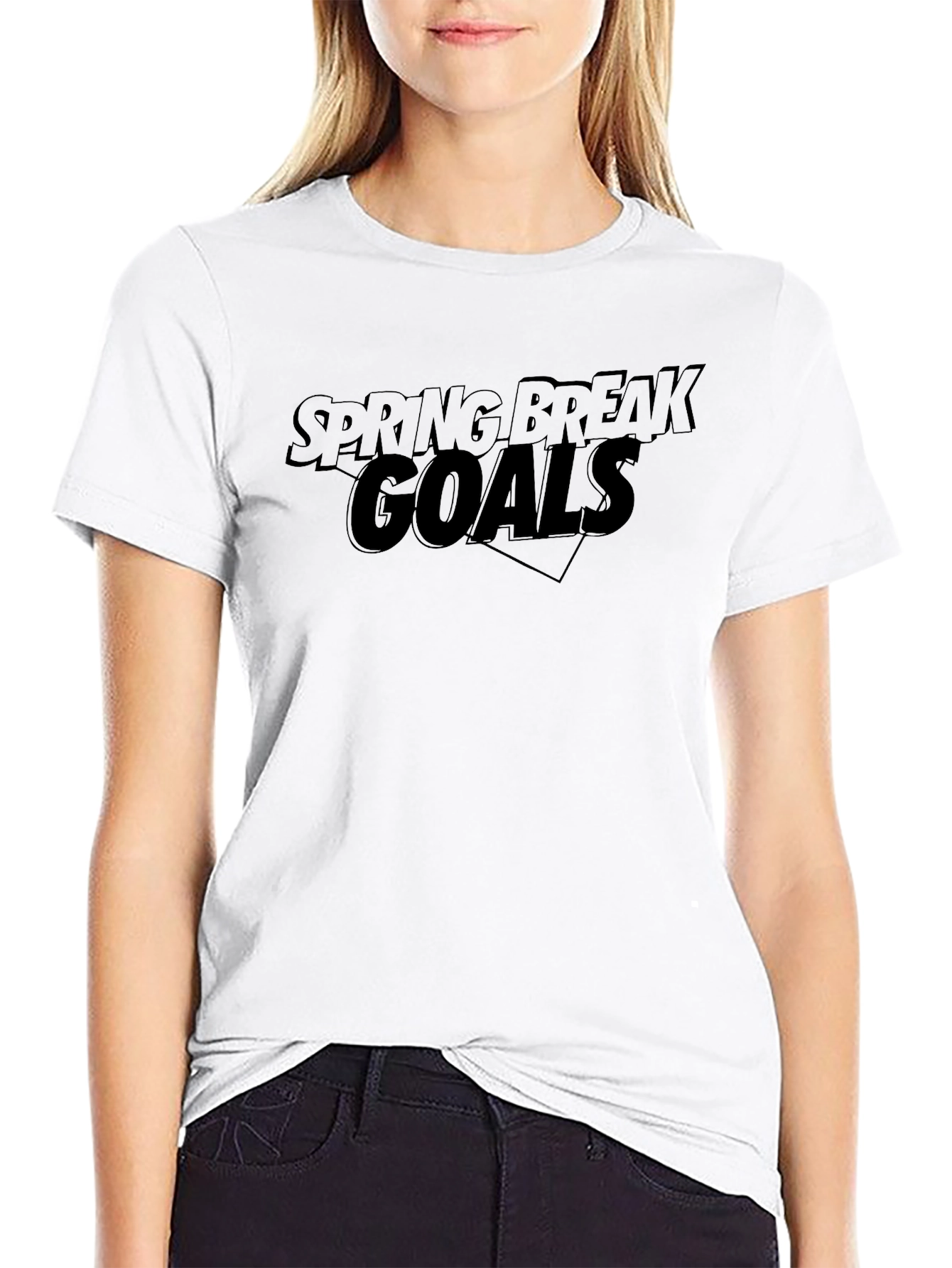 Spring Break Goals Black Graphic Tee