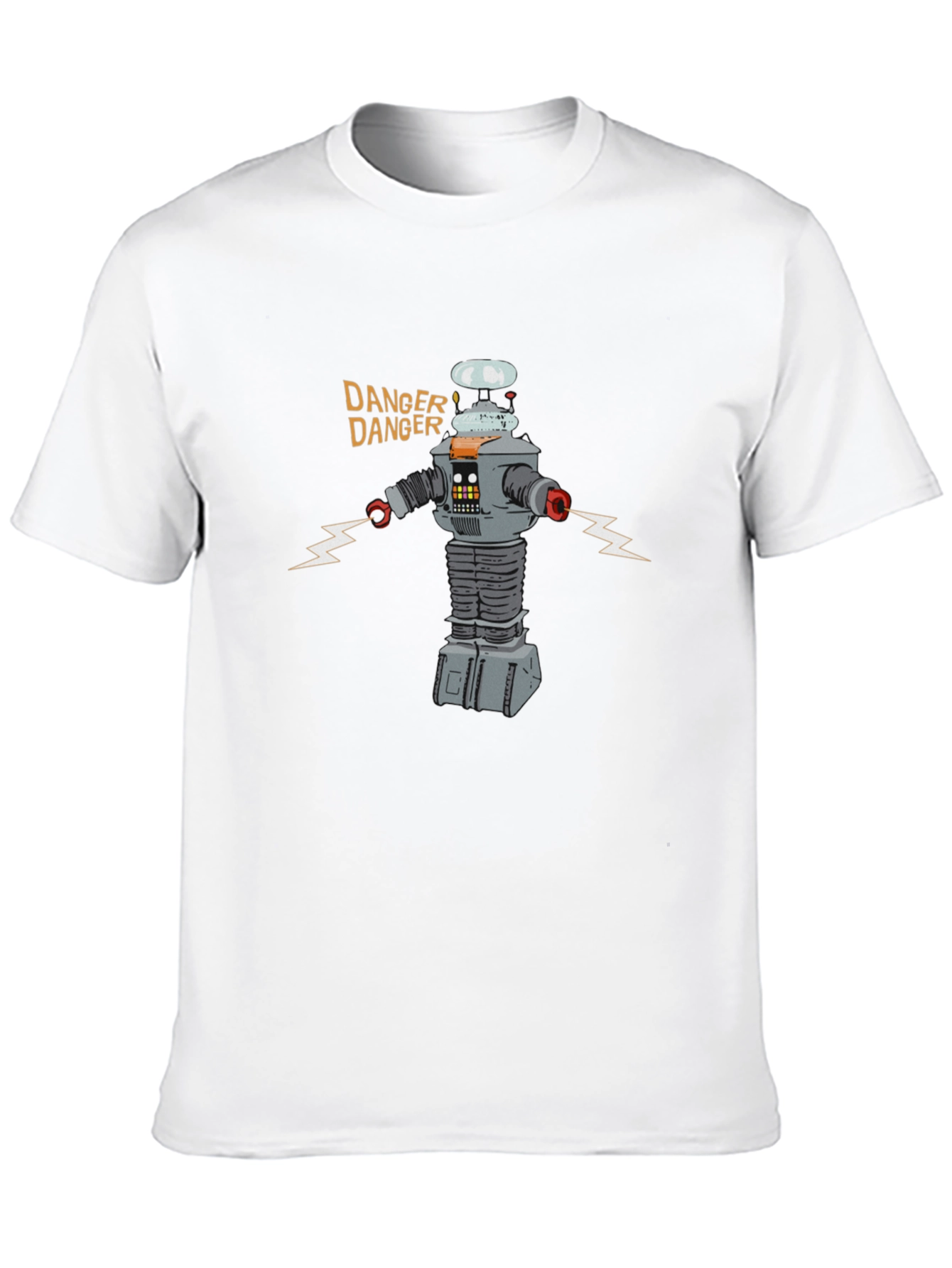 Danger Robot Graphic Tee - Black Crew Neck T-Shirt