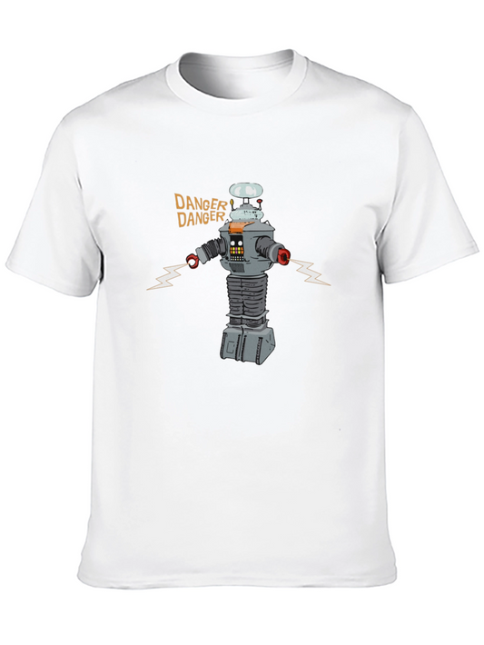 Danger Robot Graphic Tee - Black Crew Neck T-Shirt