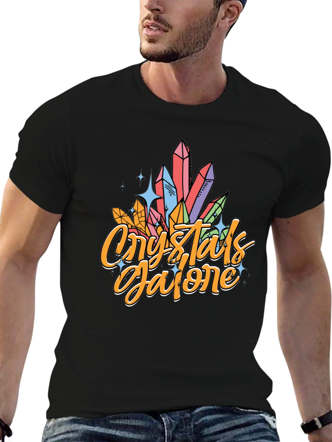 Crystals Galore Black Graphic T-Shirt