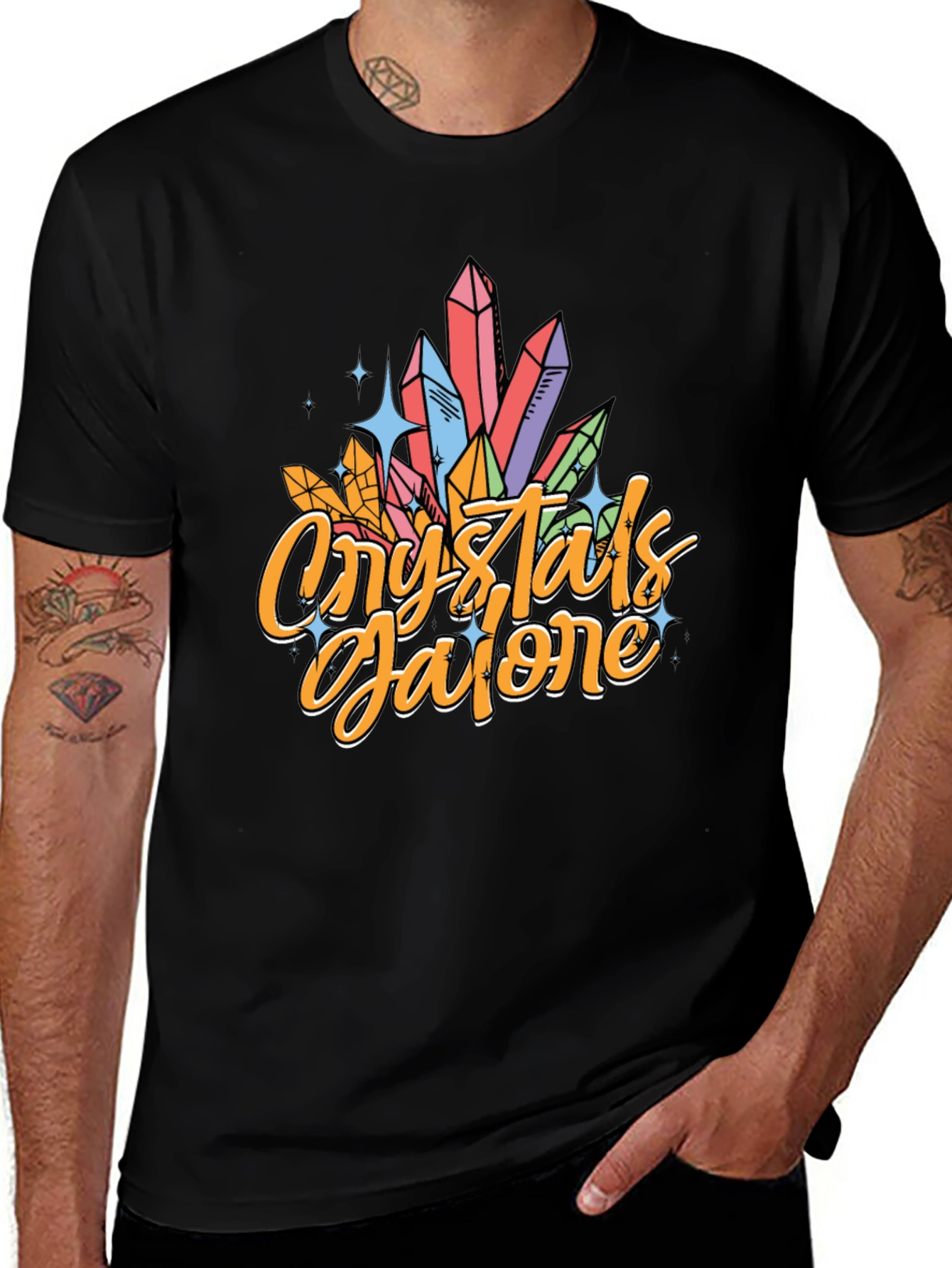 Crystals Galore Black Graphic T-Shirt