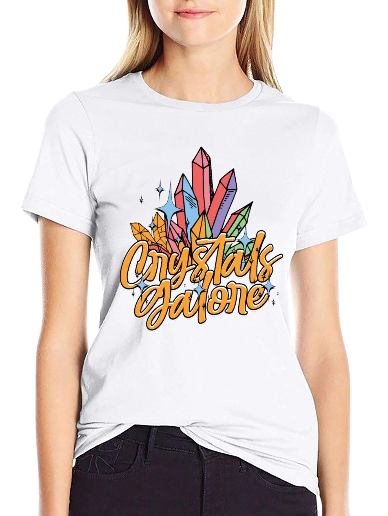Crystals Galore Black Graphic T-Shirt