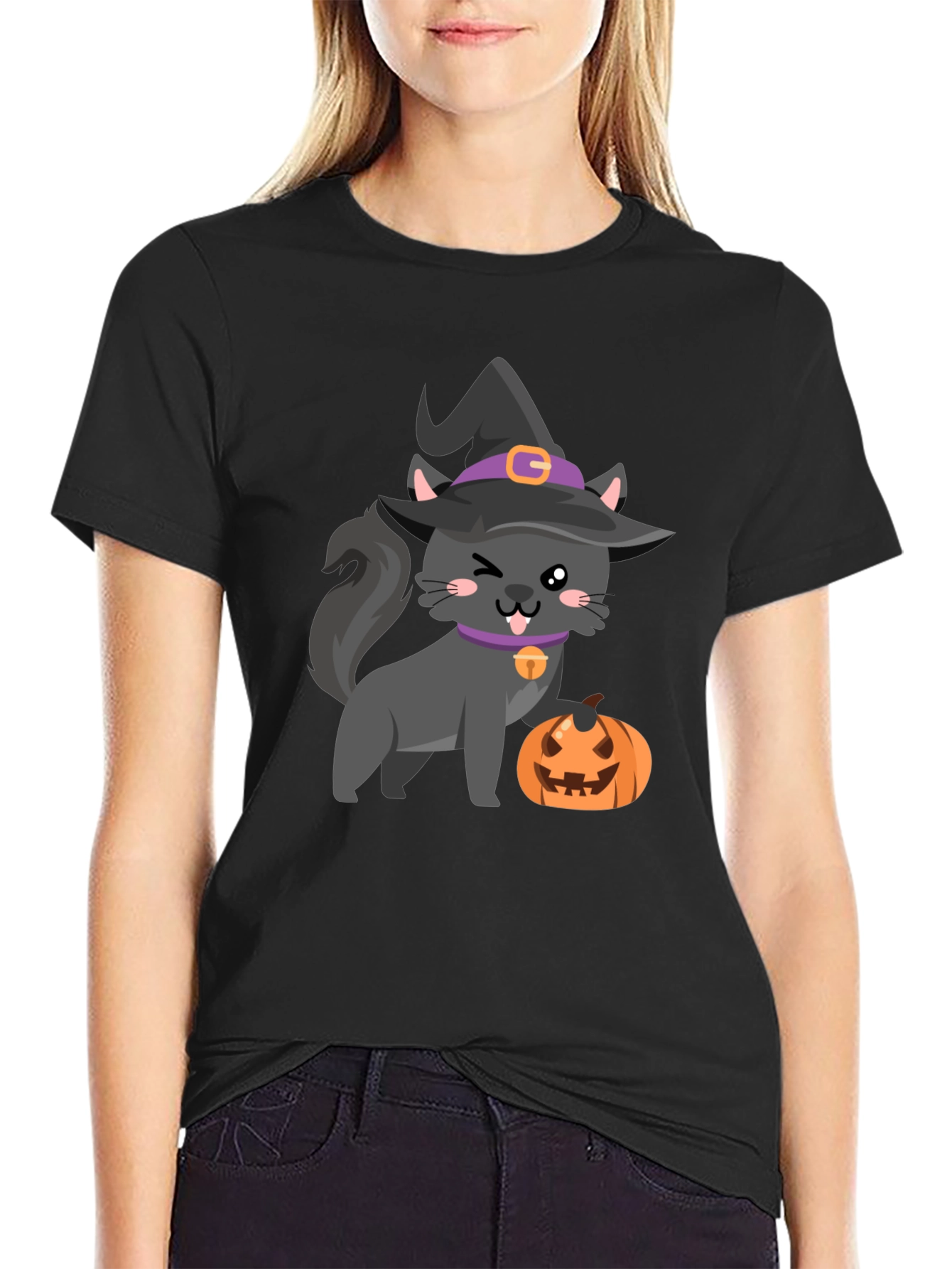Halloween Cat Pumpkin T-Shirt