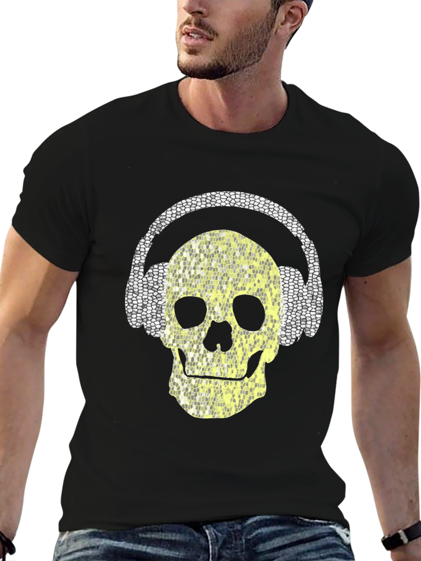 Skull with Headphones Graphic Tee