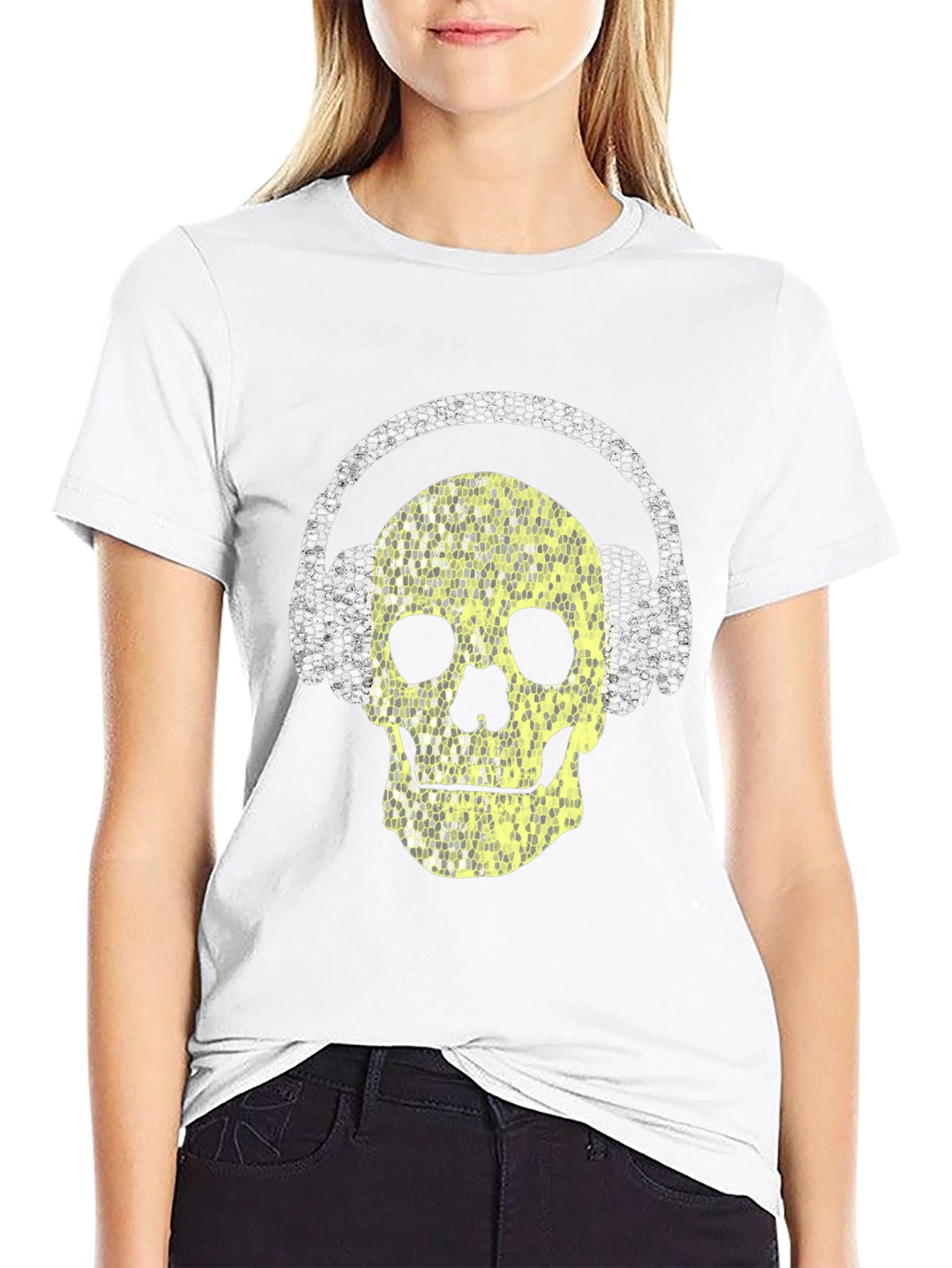 Skull with Headphones Graphic Tee