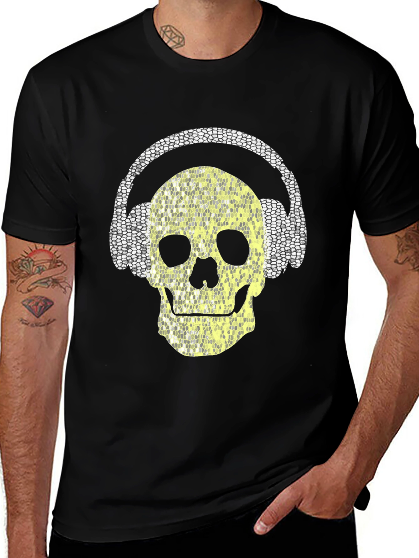 Skull with Headphones Graphic Tee