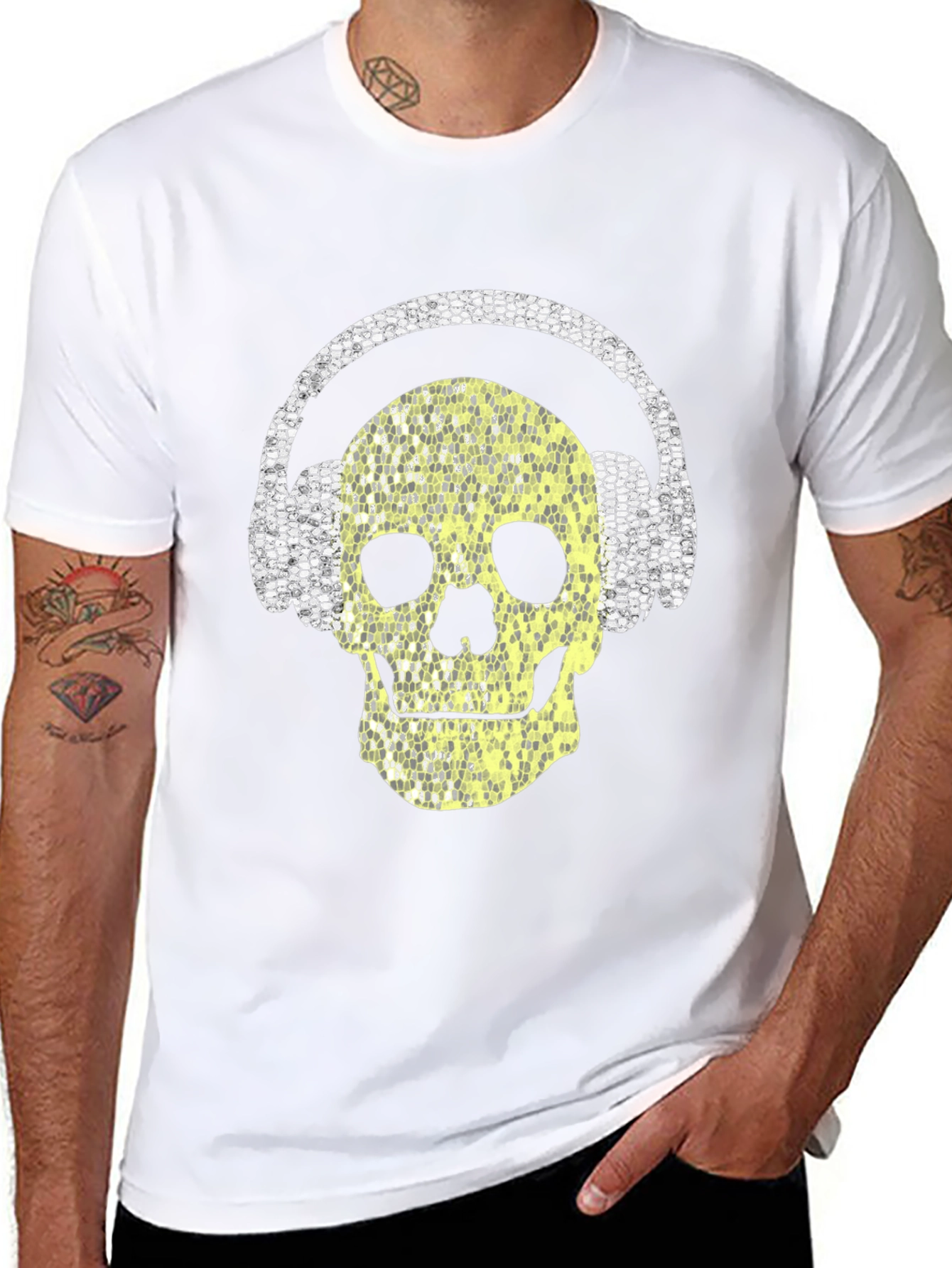 Skull with Headphones Graphic Tee