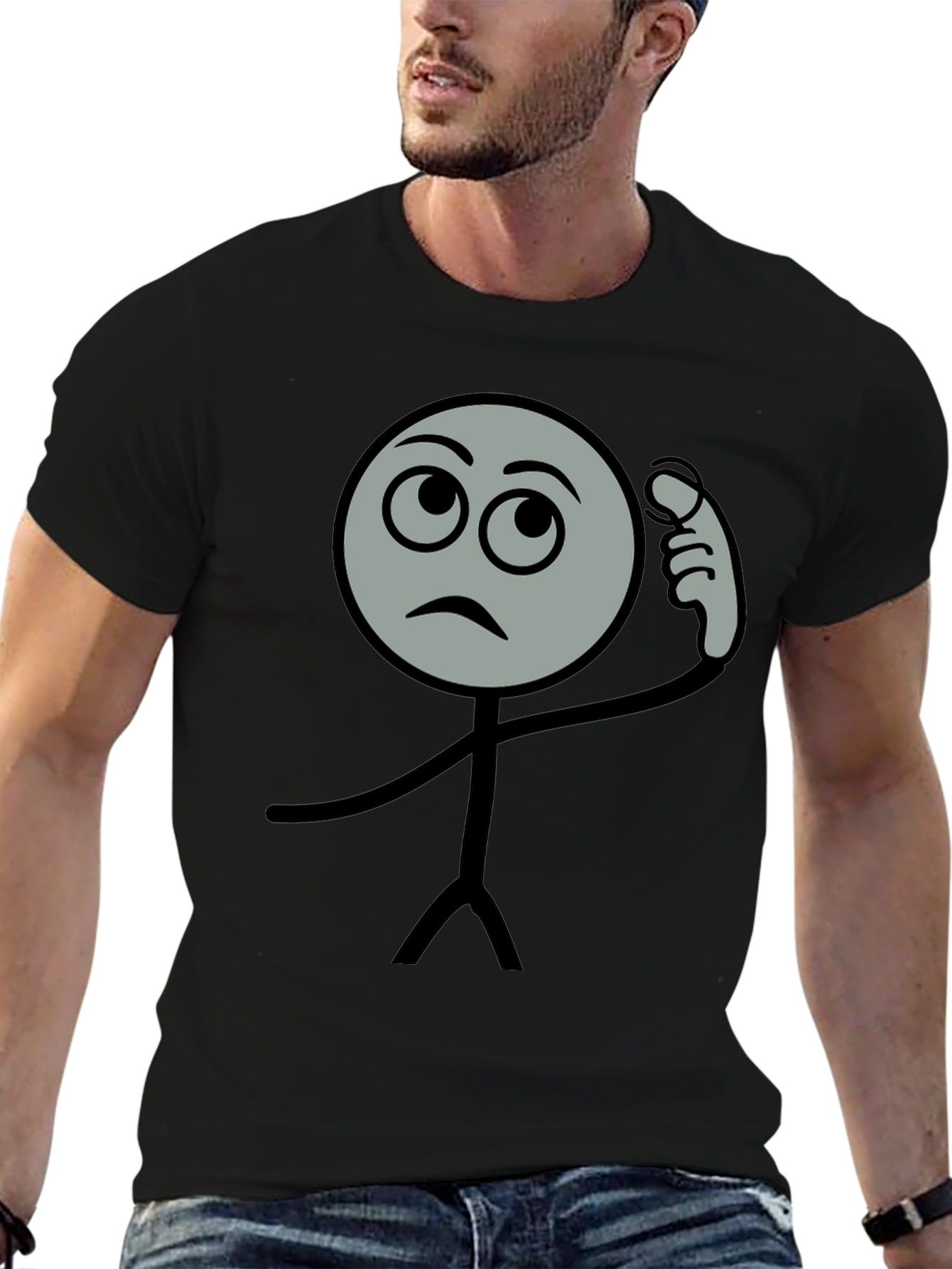 Thinking Man Graphic Tee - Black Cotton T-Shirt