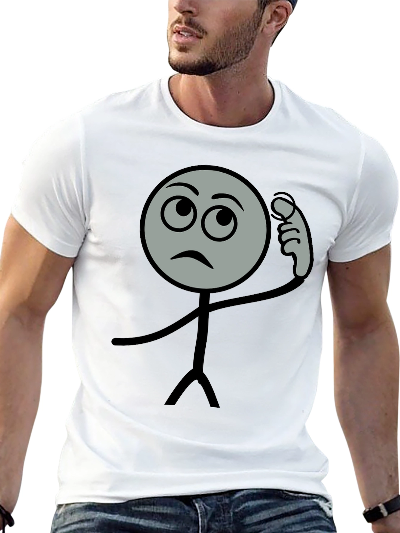 Thinking Man Graphic Tee - Black Cotton T-Shirt