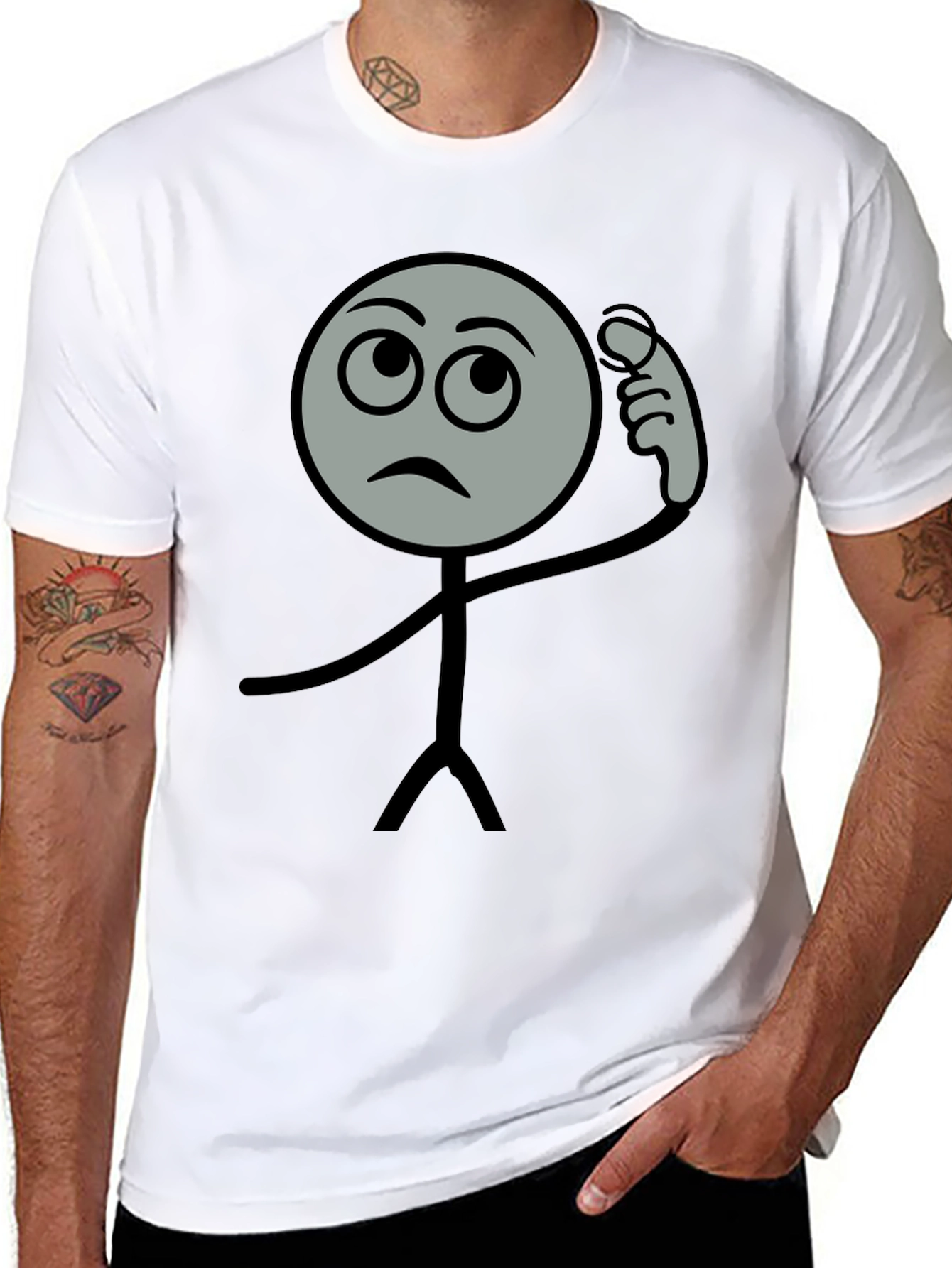 Thinking Man Graphic Tee - Black Cotton T-Shirt