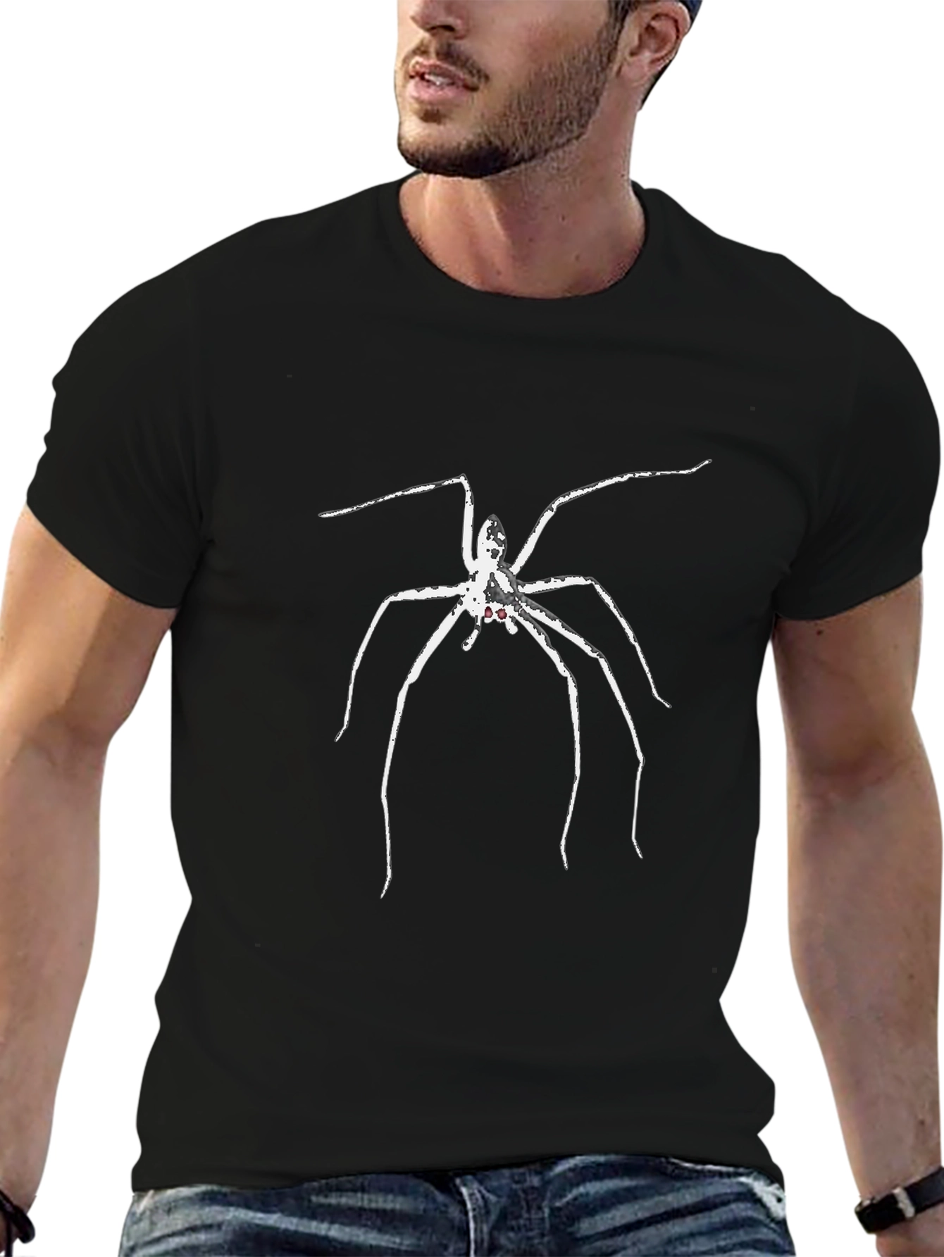 Black T-Shirt with Spider Graphic