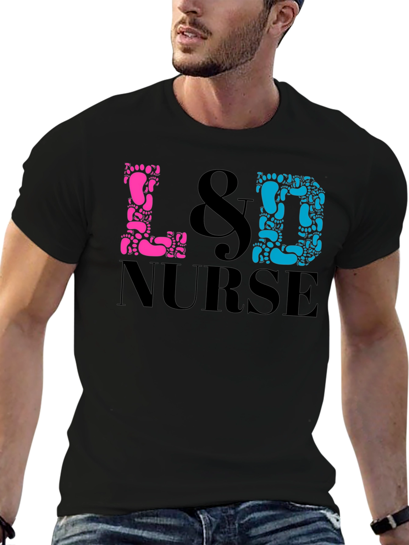 L&D Nurse T-Shirt - Baby Footprint Design