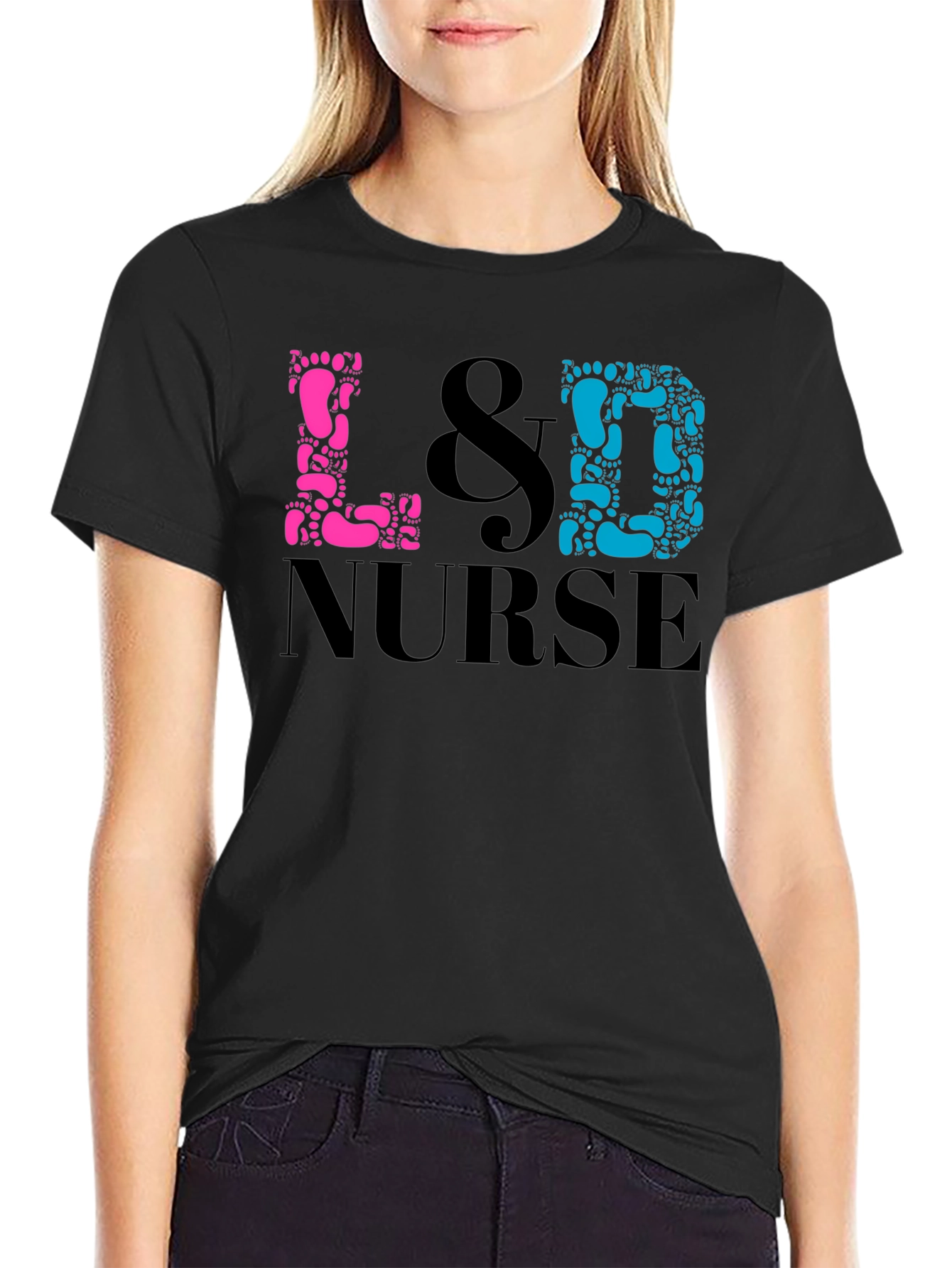 L&D Nurse T-Shirt - Baby Footprint Design