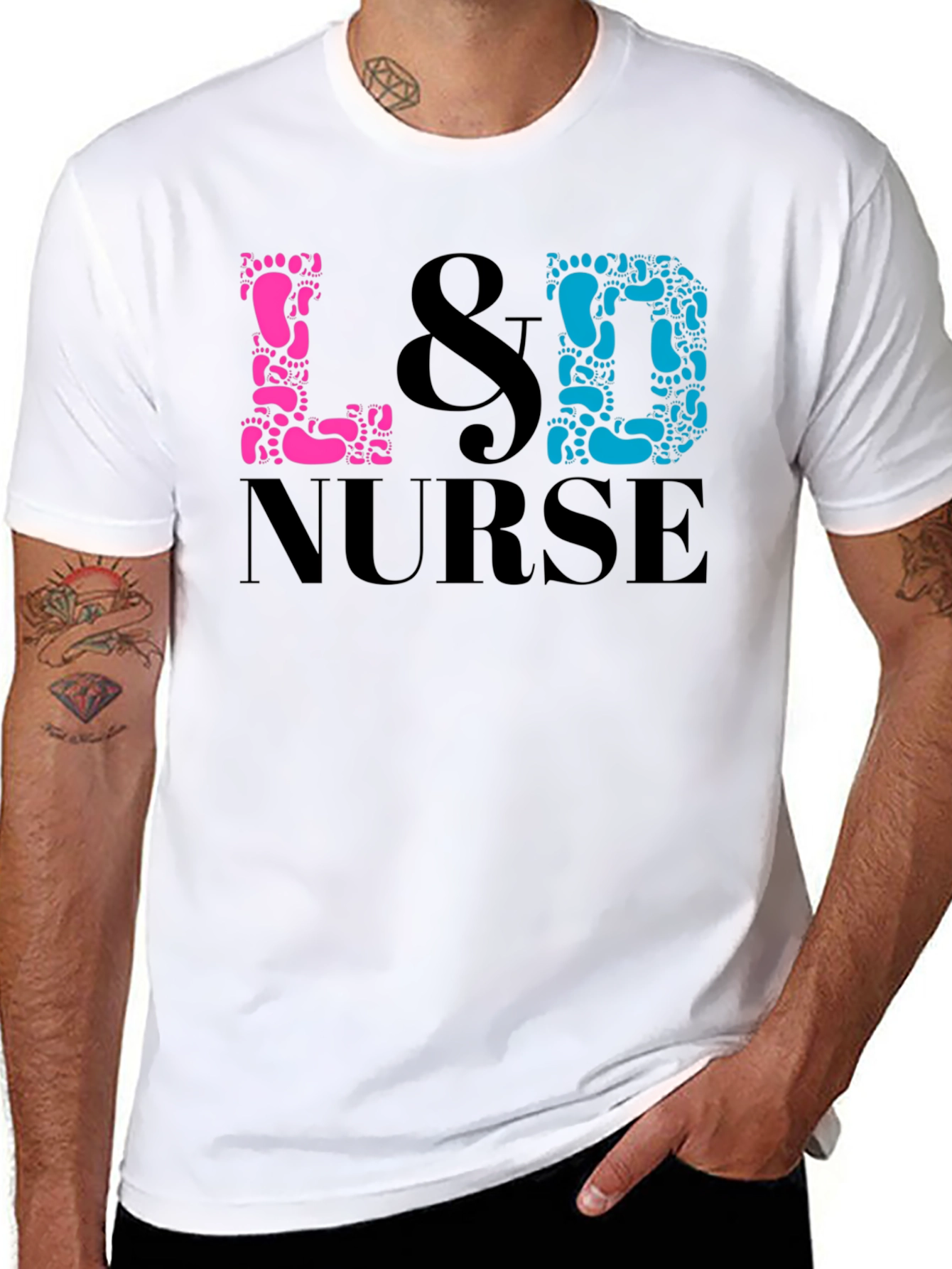 L&D Nurse T-Shirt - Baby Footprint Design