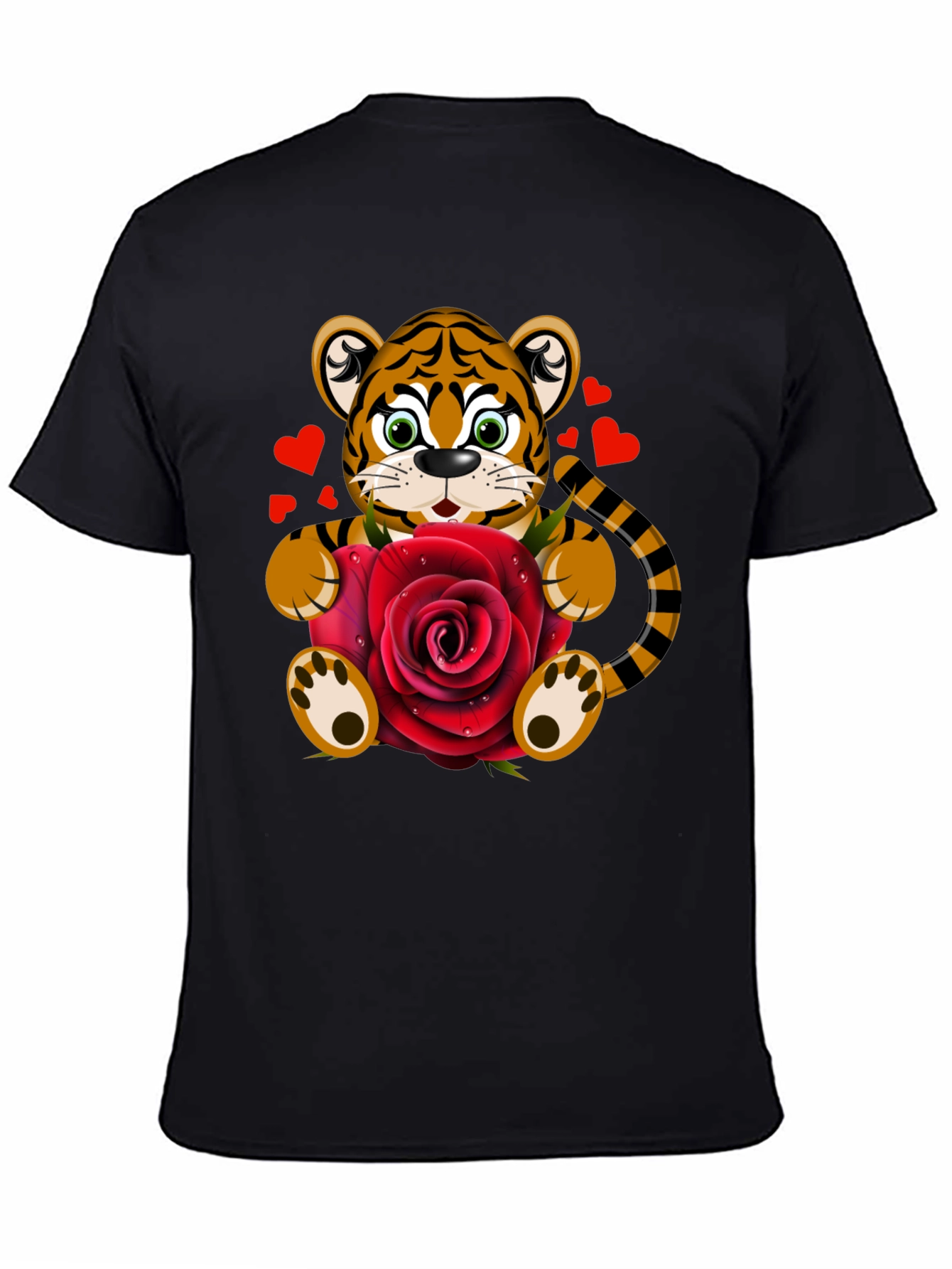 Tiger Holding Rose Valentines Day T-Shirt