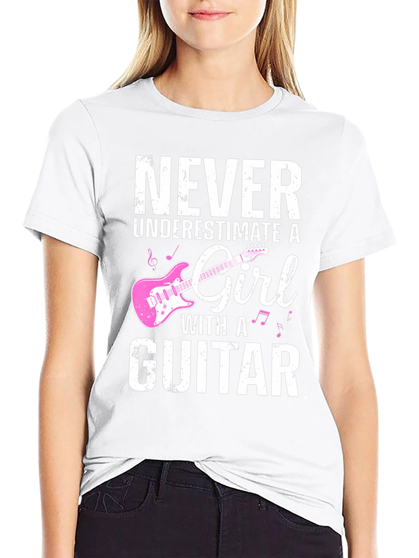 Never Underestimate a Girl With a Guitar T-Shirt