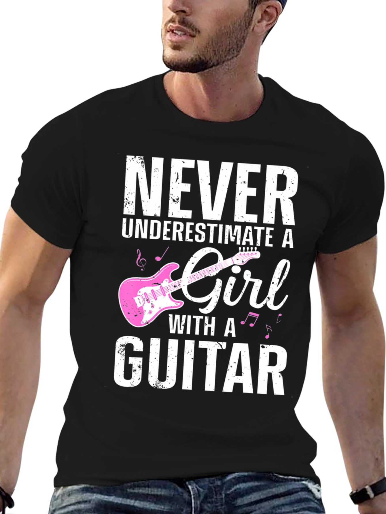 Never Underestimate a Girl With a Guitar T-Shirt