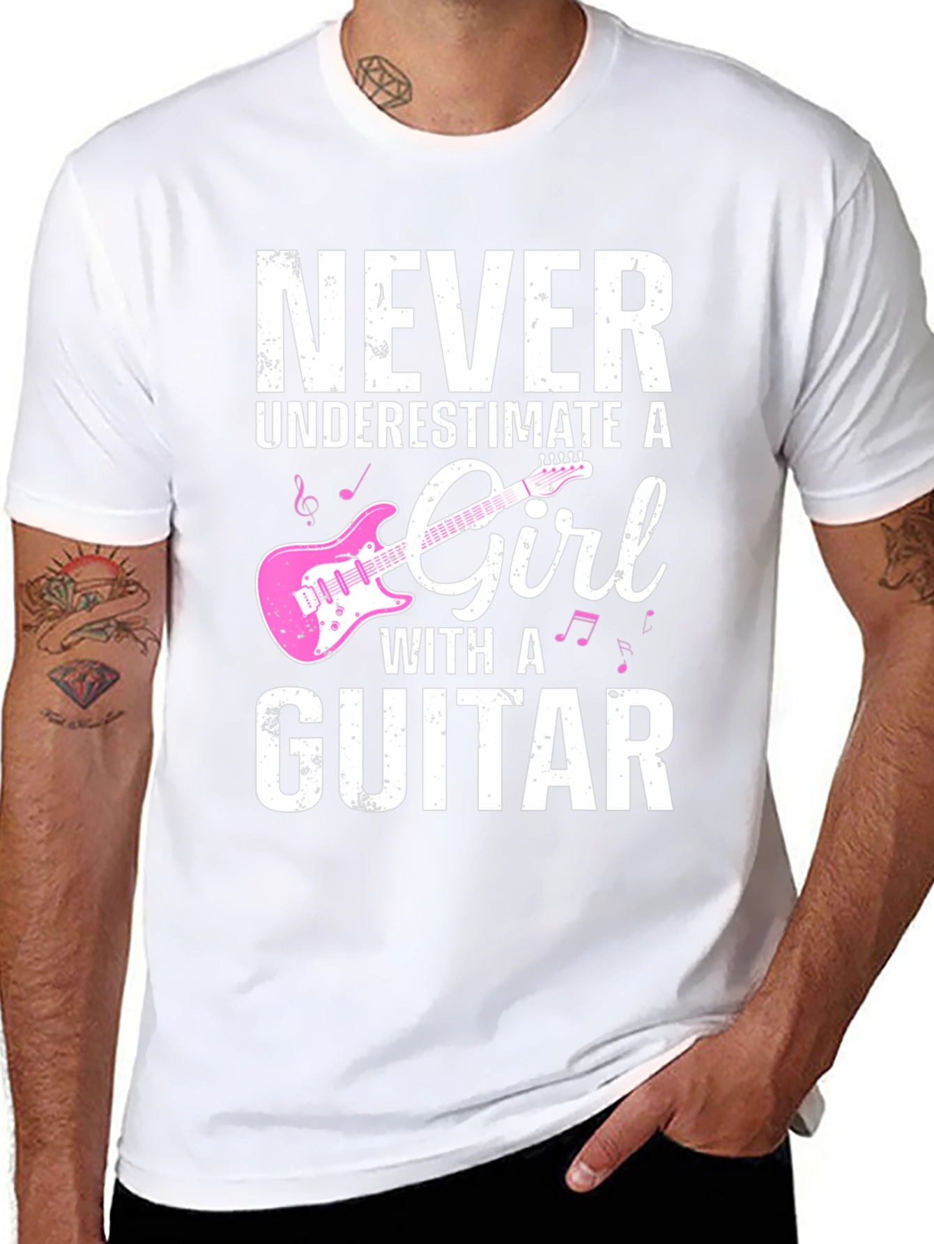 Never Underestimate a Girl With a Guitar T-Shirt