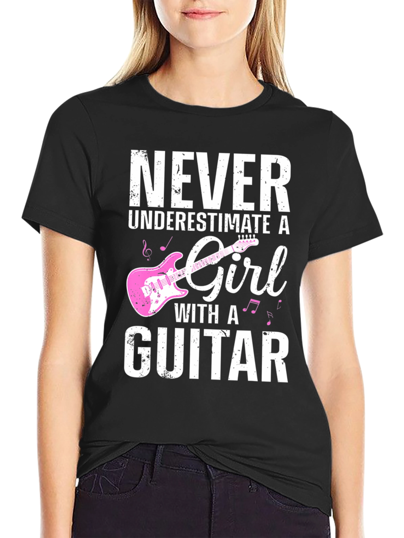 Never Underestimate a Girl With a Guitar T-Shirt