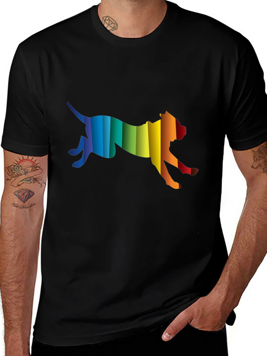 Rainbow Dog Graphic Tee - Black Cotton Comfort