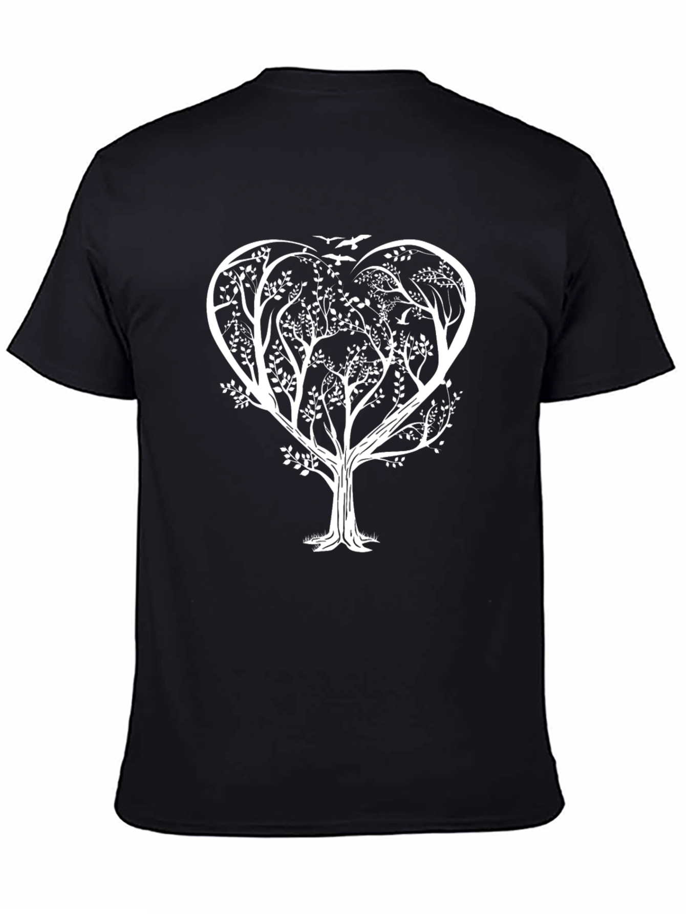 Heart Tree Graphic Tee - Stylish Black T-Shirt