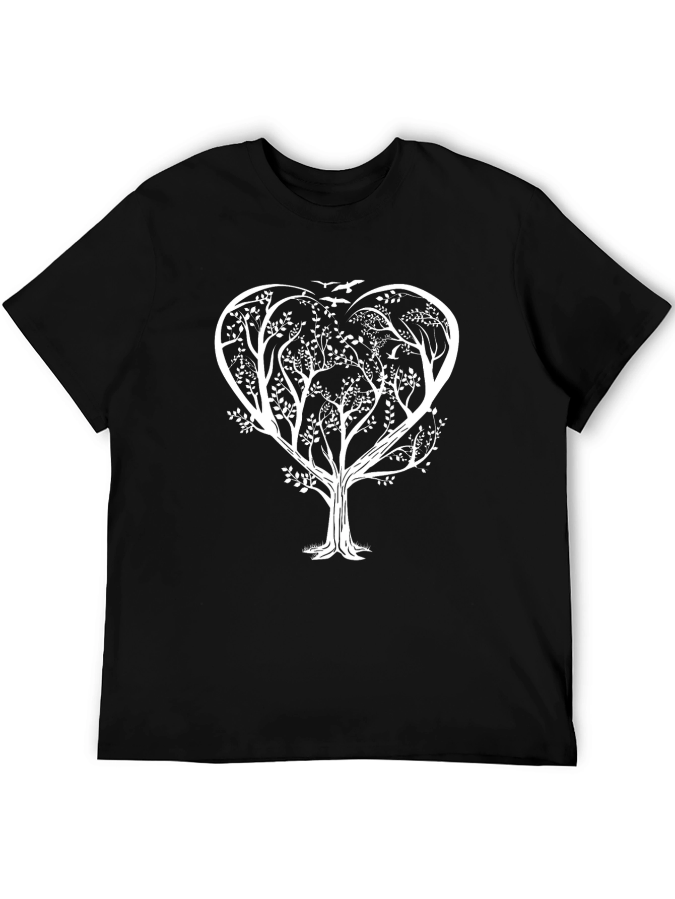 Heart Tree Graphic Tee - Stylish Black T-Shirt