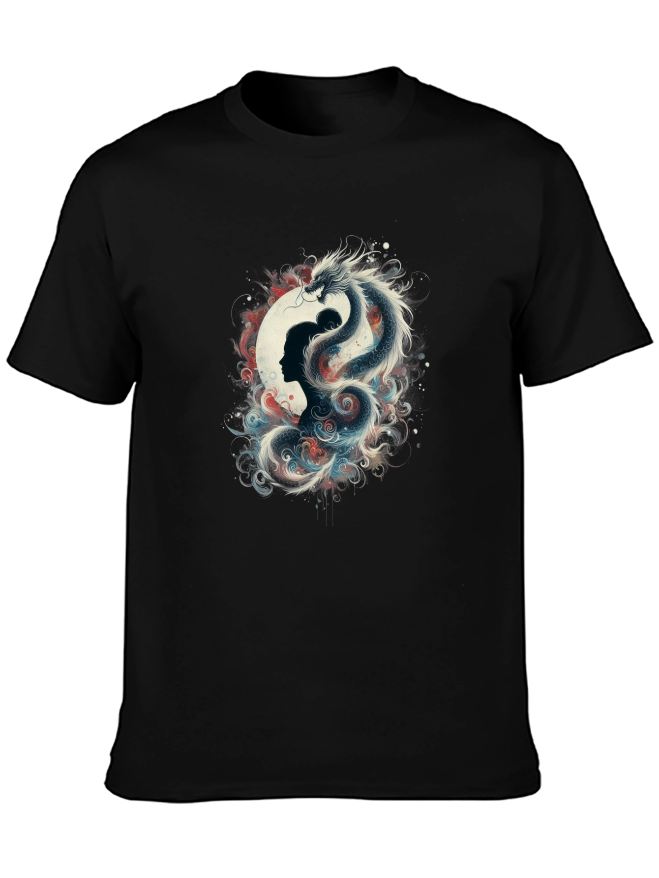 Dragon & Silhouette Graphic Black T-Shirt