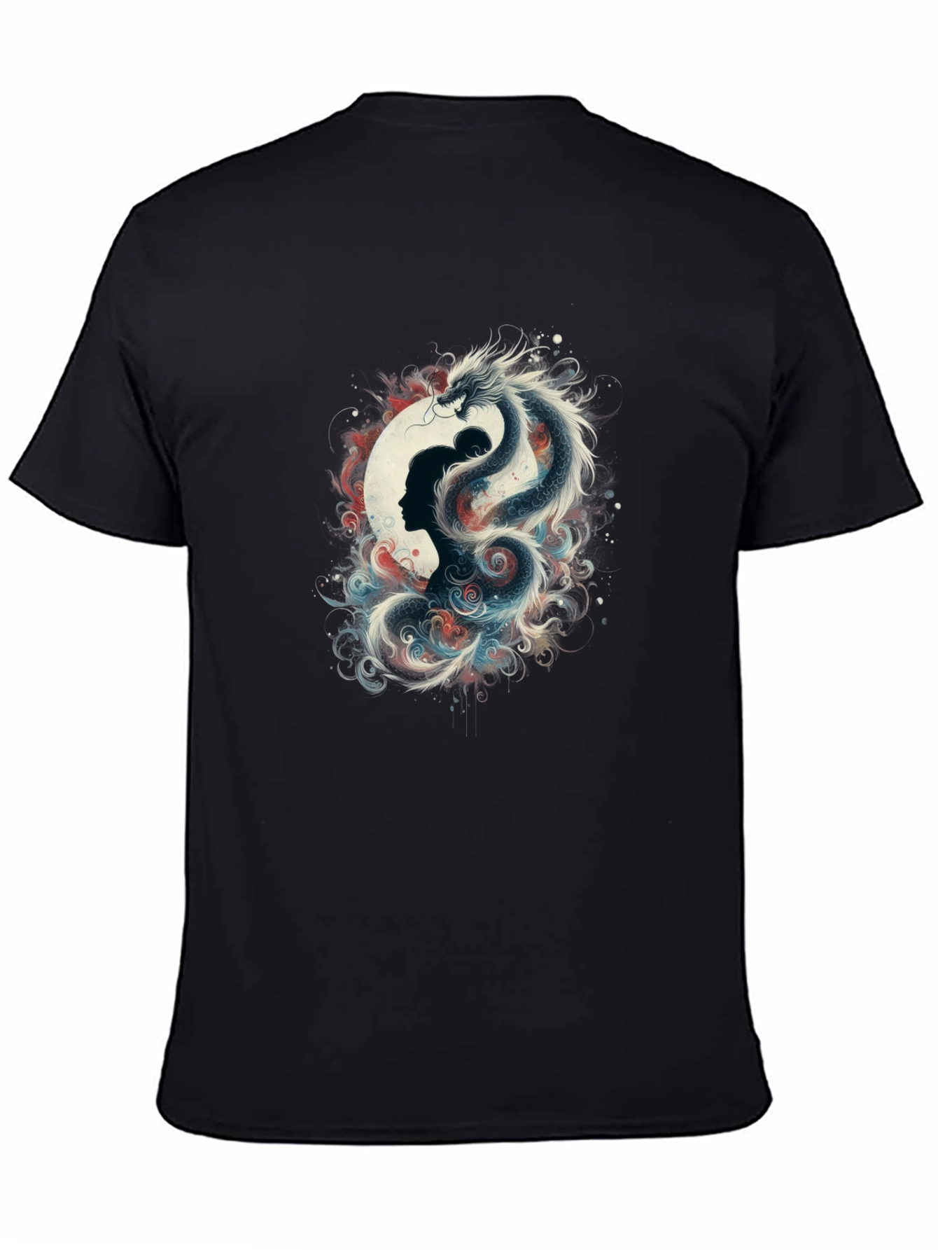 Dragon & Silhouette Graphic Black T-Shirt