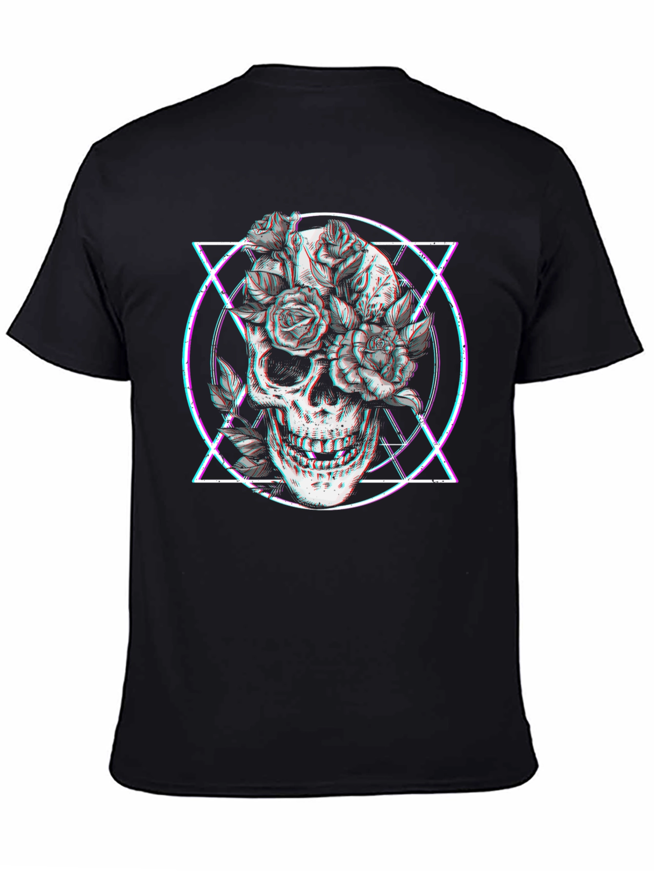 Skull & Roses Graphic Tee - Glitch Style