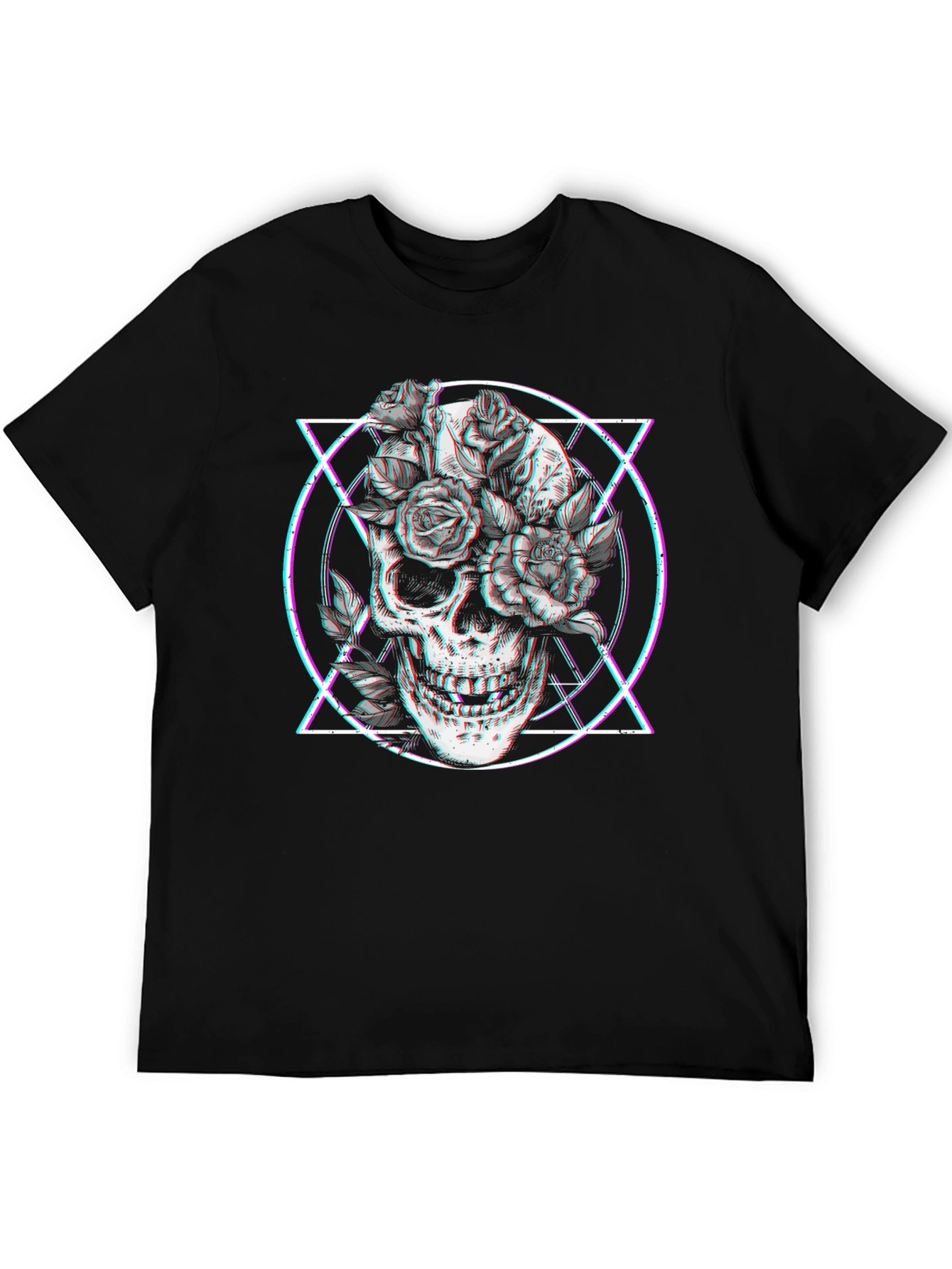 Skull & Roses Graphic Tee - Glitch Style