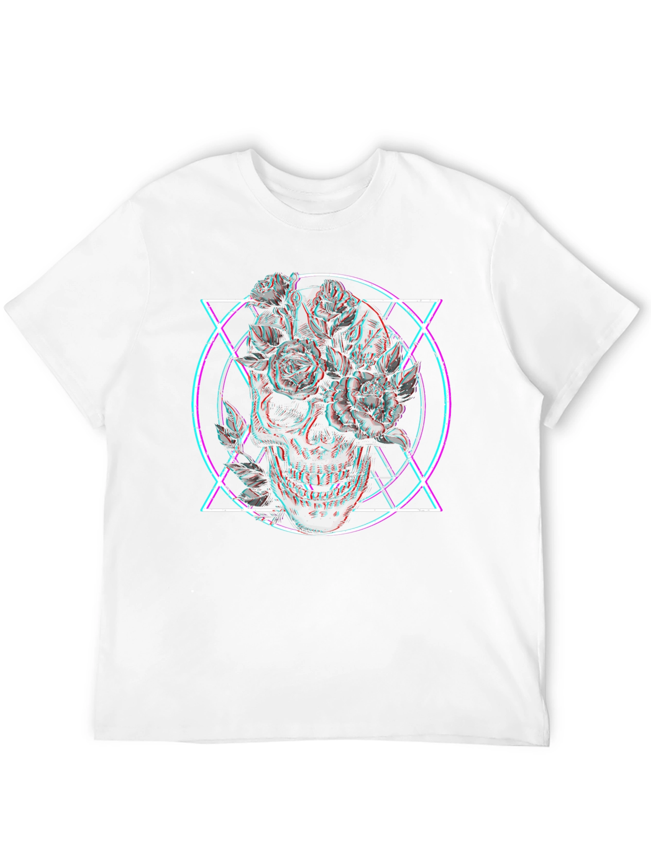 Skull & Roses Graphic Tee - Glitch Style