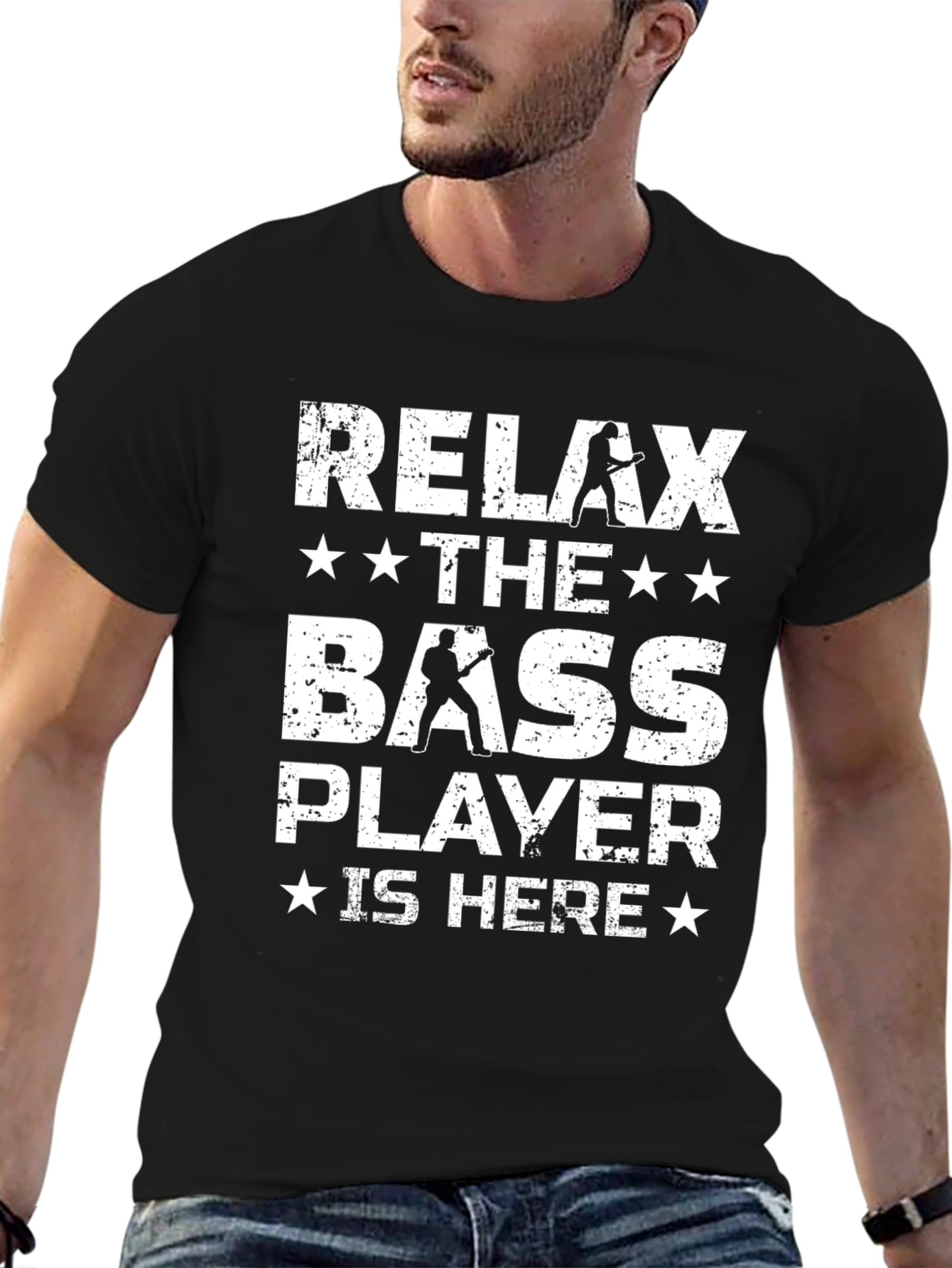 Relax The Bass Player Is Here - Black T-Shirt