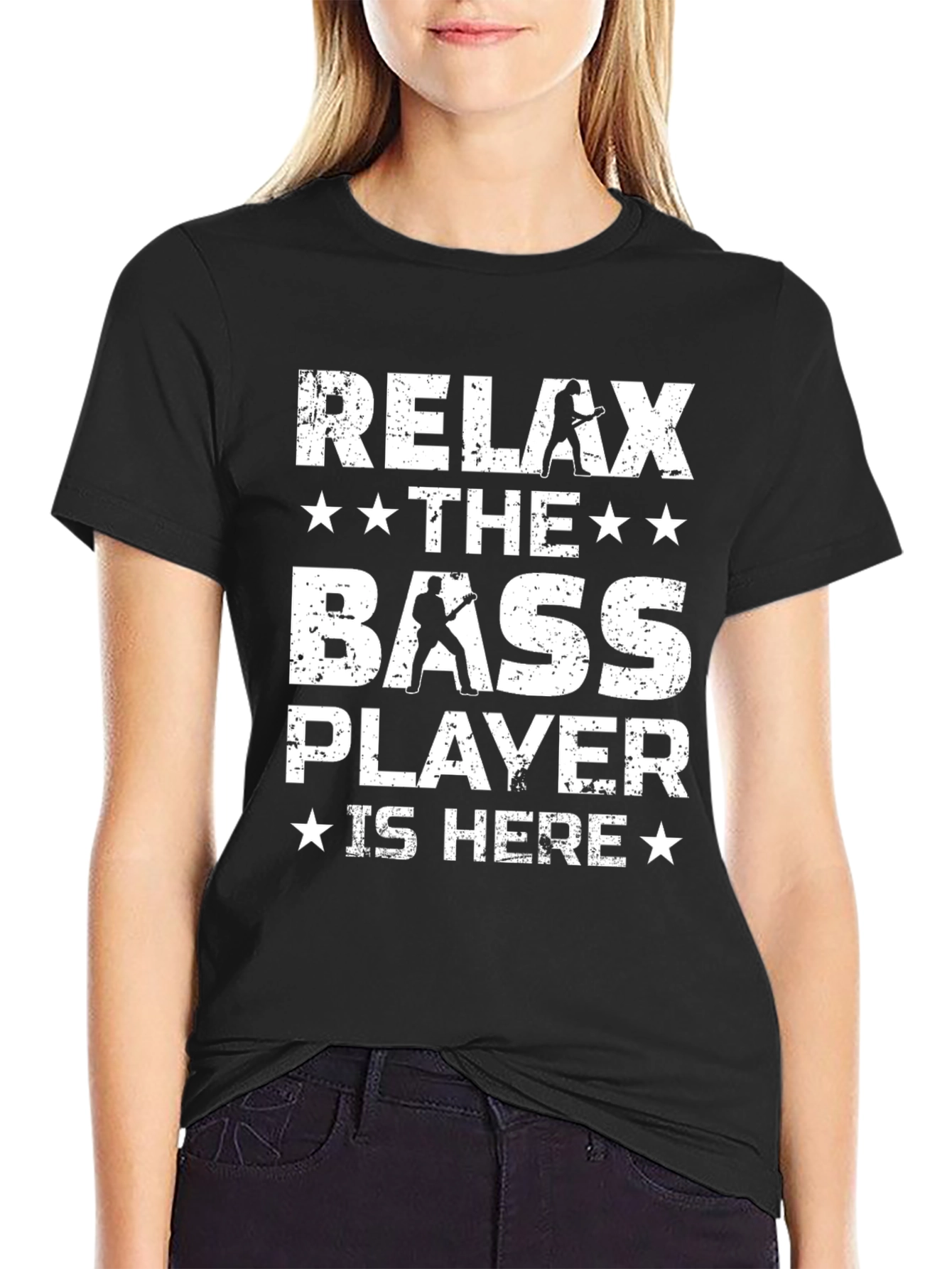 Relax The Bass Player Is Here - Black T-Shirt