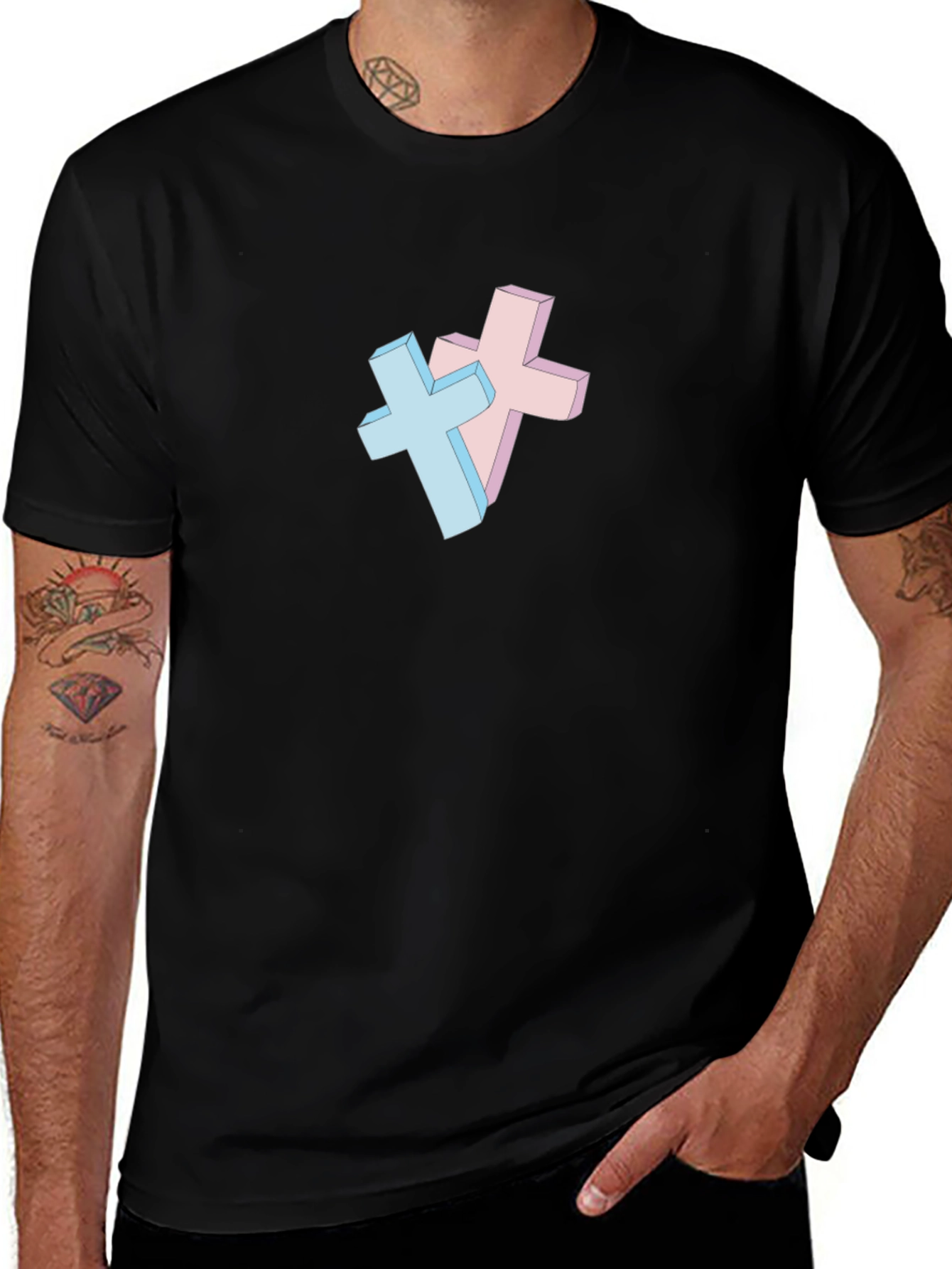 Pastel Cross Graphic T-Shirt