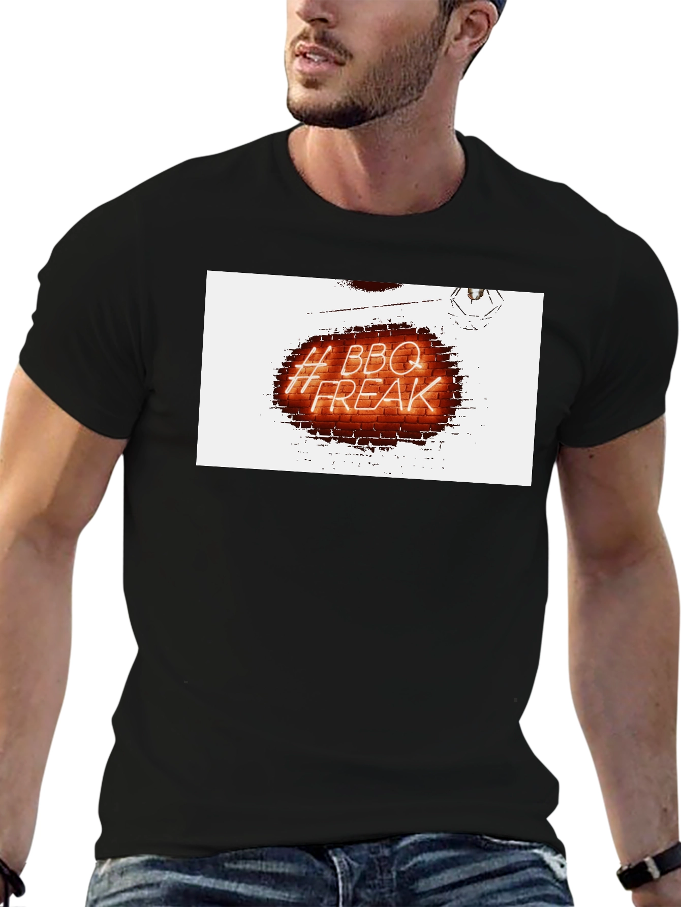 BBQ Freak Graphic Tee - Black Crew Neck T-Shirt