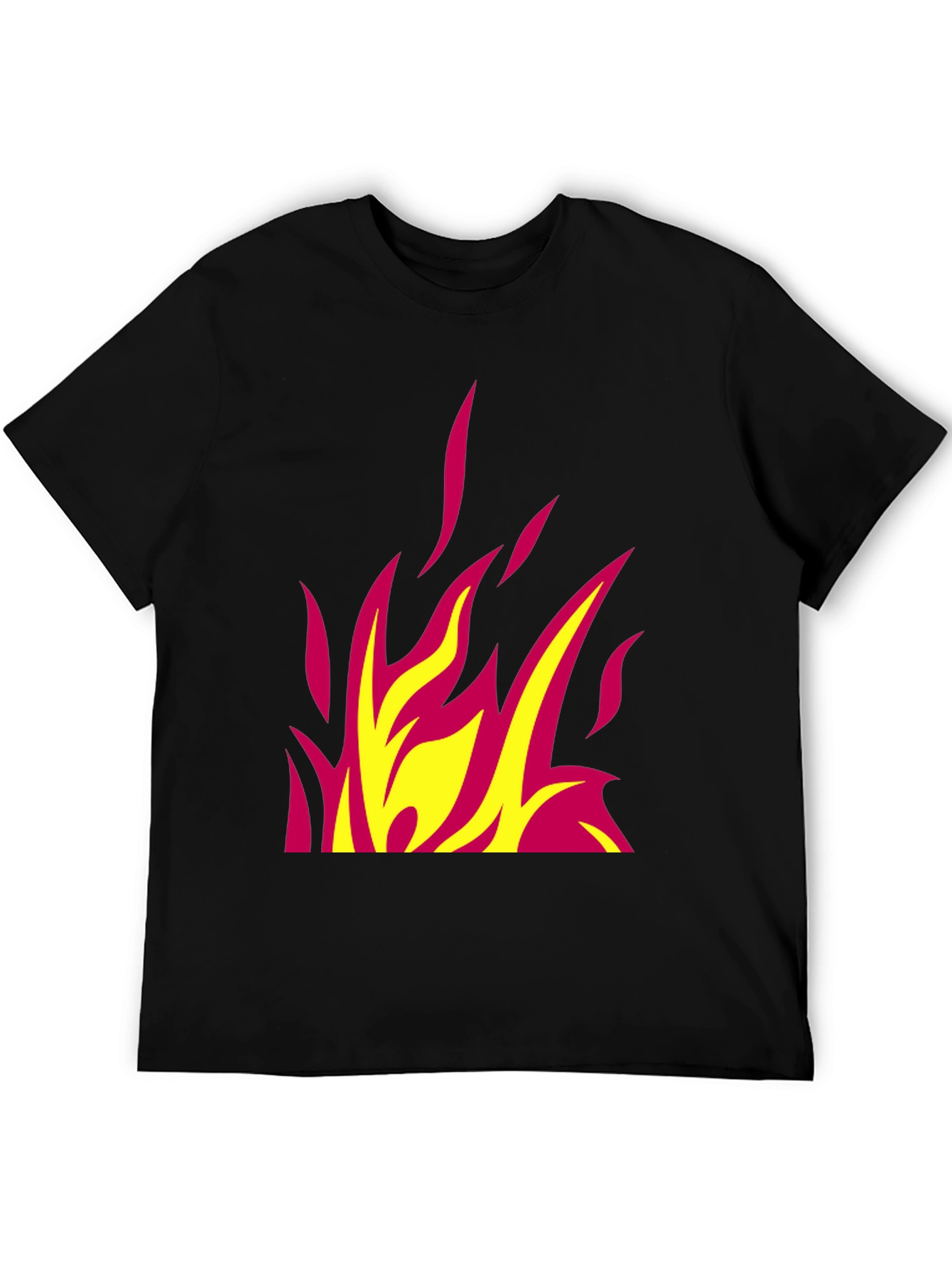 Fiery Graphic Tee - Bold Flame Design Black T-Shirt