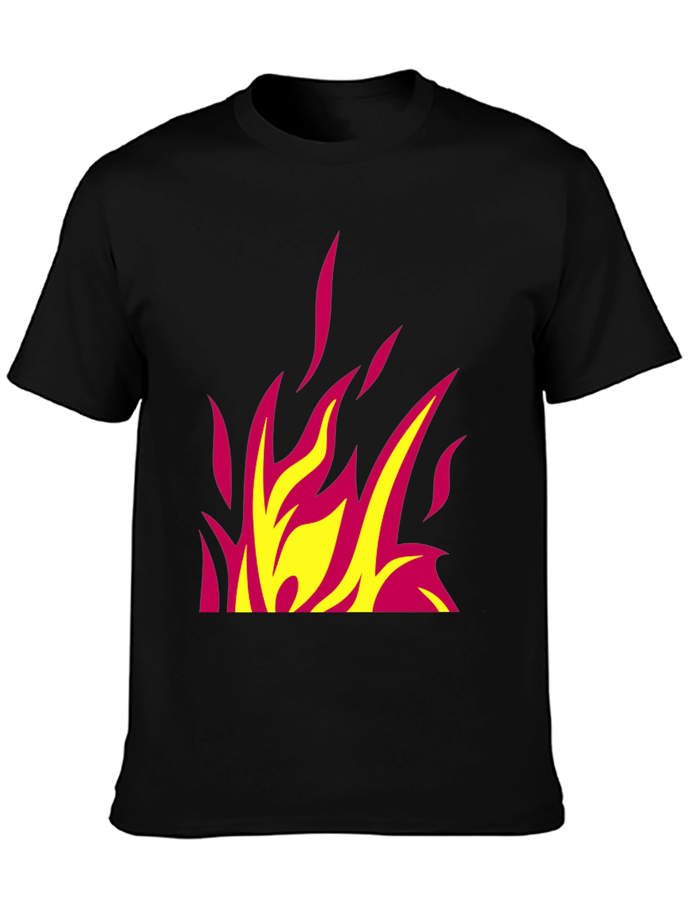 Fiery Graphic Tee - Bold Flame Design Black T-Shirt