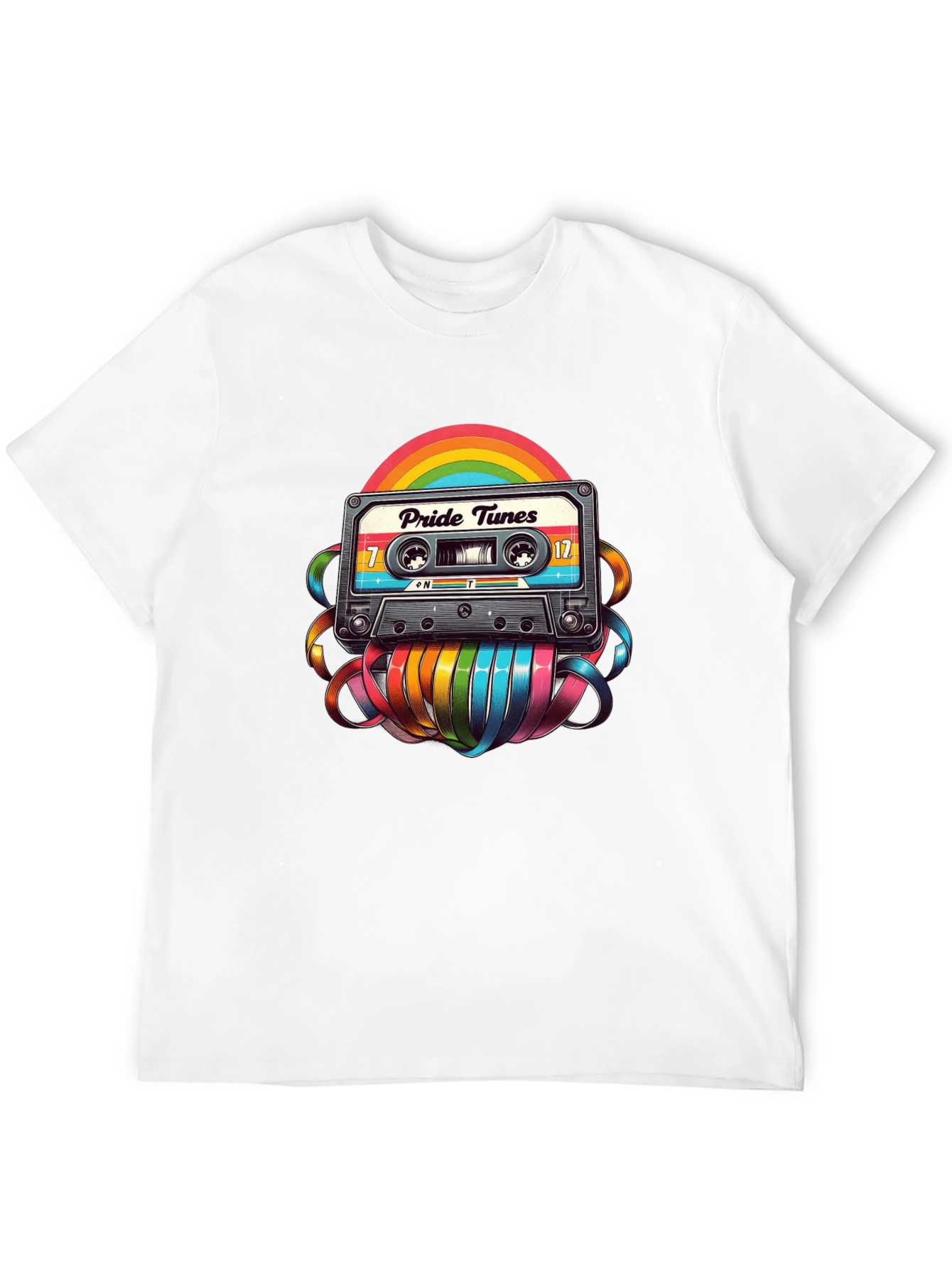 Pride Tunes Cassette T-Shirt: Rainbow Retro Style