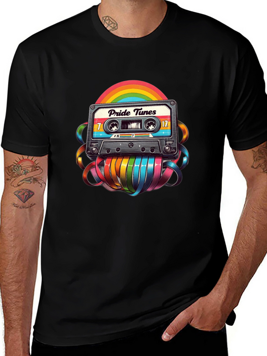 Pride Tunes Cassette T-Shirt: Rainbow Retro Style