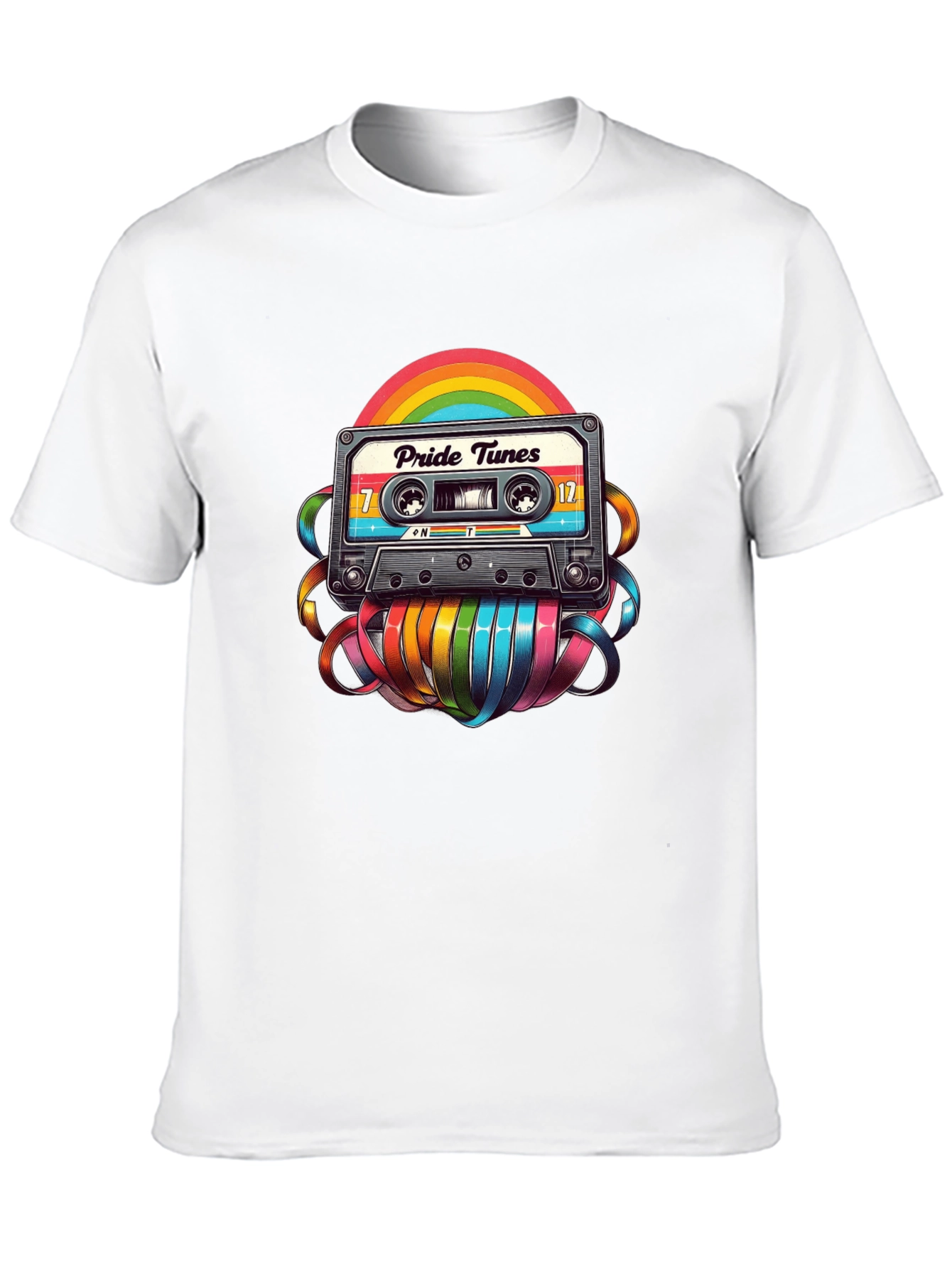 Pride Tunes Cassette T-Shirt: Rainbow Retro Style